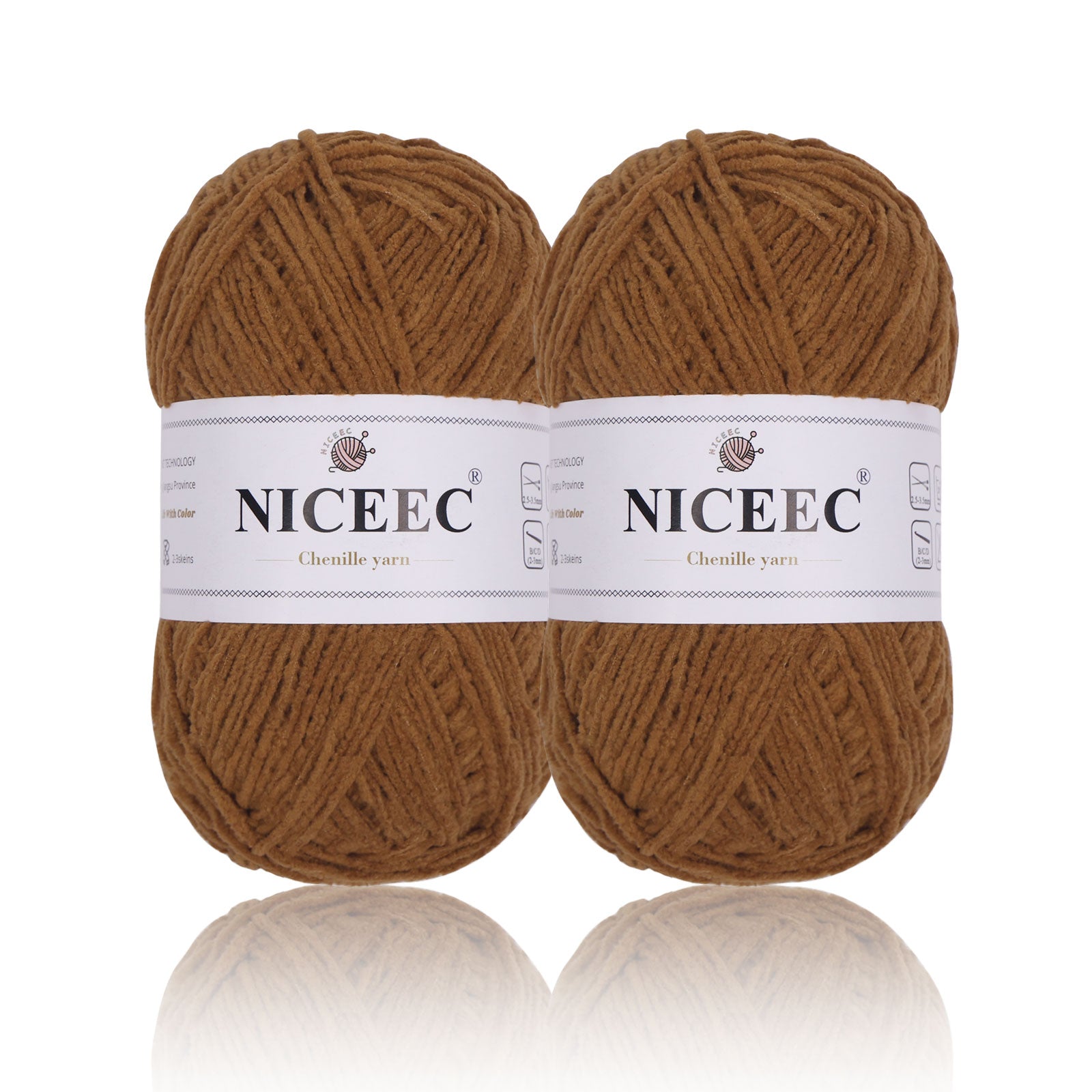 NICEEC 2 Skeins Velvet Thin Chenille Yarn Blanket Yarn for Knitting Fancy Yarn for Crochet Weaving DIY Craft