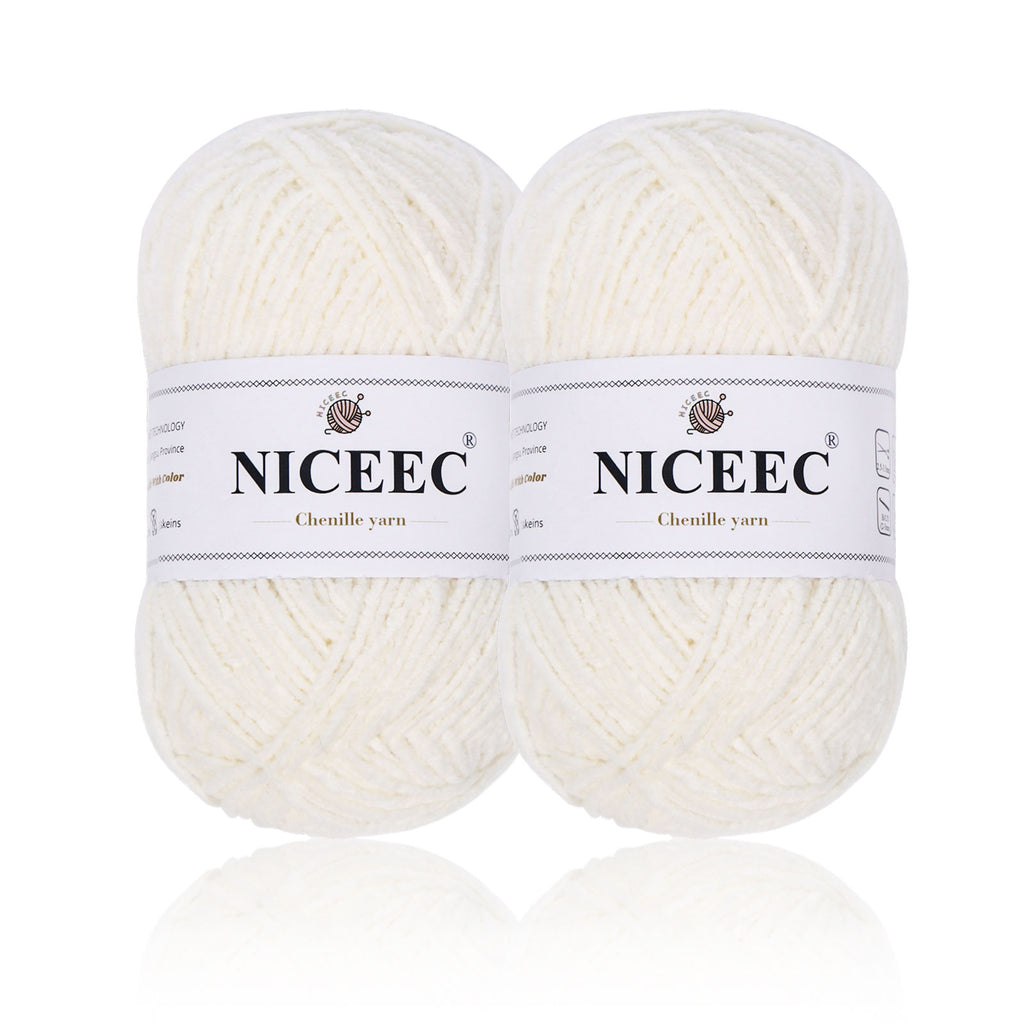 NICEEC 2 Skeins Velvet Thin Chenille Yarn Blanket Yarn for Knitting Fancy Yarn for Crochet Weaving DIY Craft