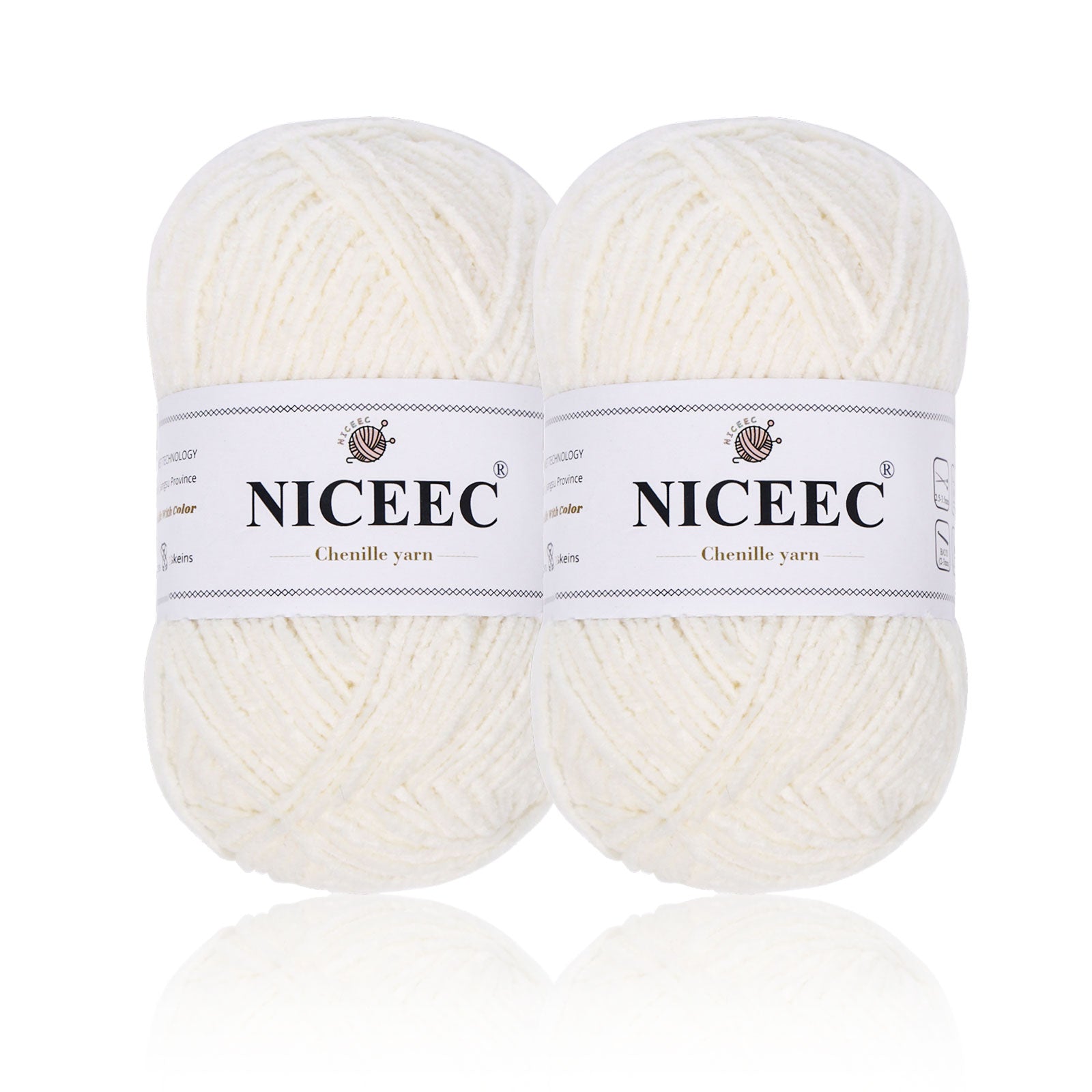 NICEEC 2 Skeins Velvet Thin Chenille Yarn Blanket Yarn for Knitting Fancy Yarn for Crochet Weaving DIY Craft