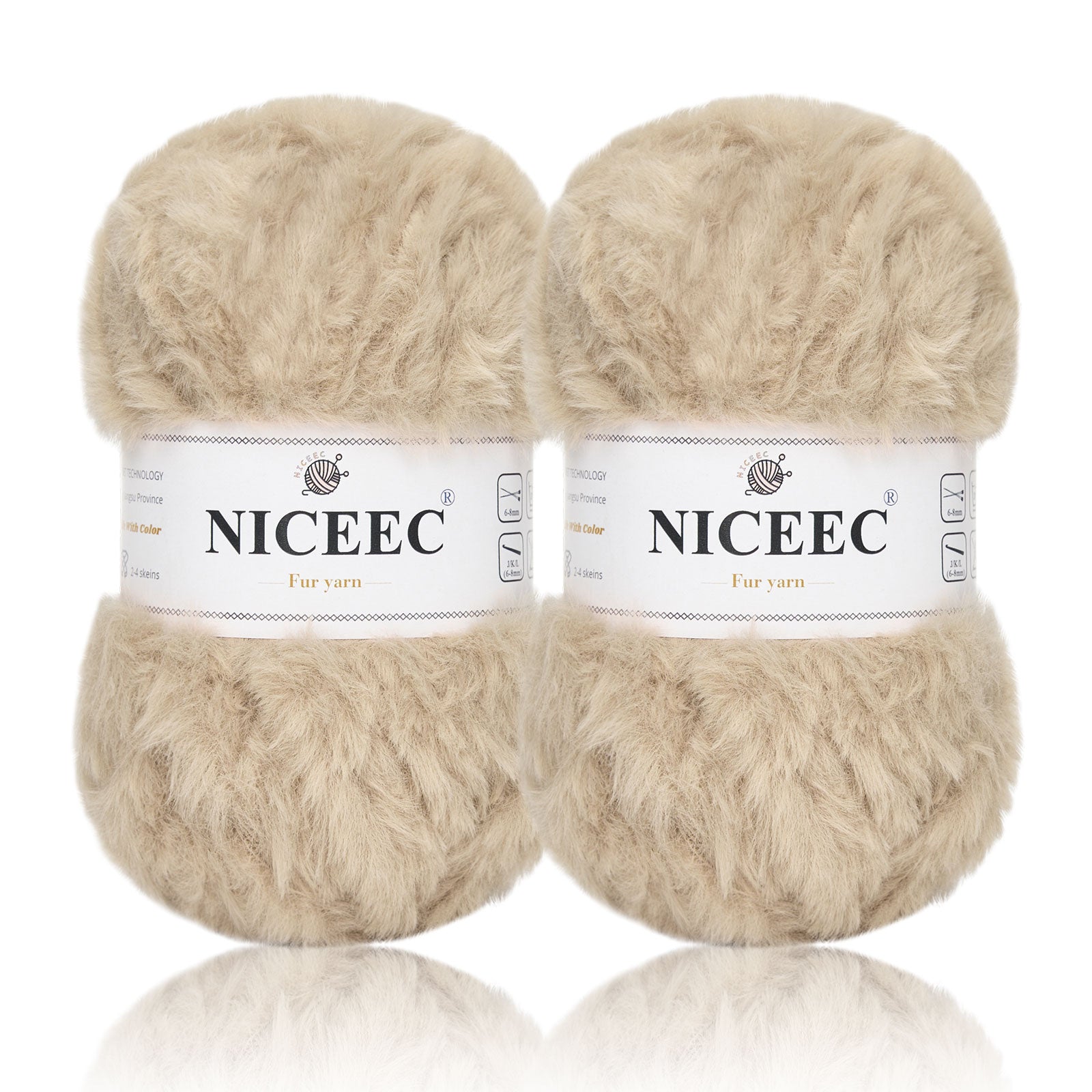 NICEEC 2 Skeins Super Soft Fur Yarn Chunky Fluffy Faux Fur Yarn Eyelash Yarn for Crochet Knit -Total Length 2×32m(2×35yds,50g×2)