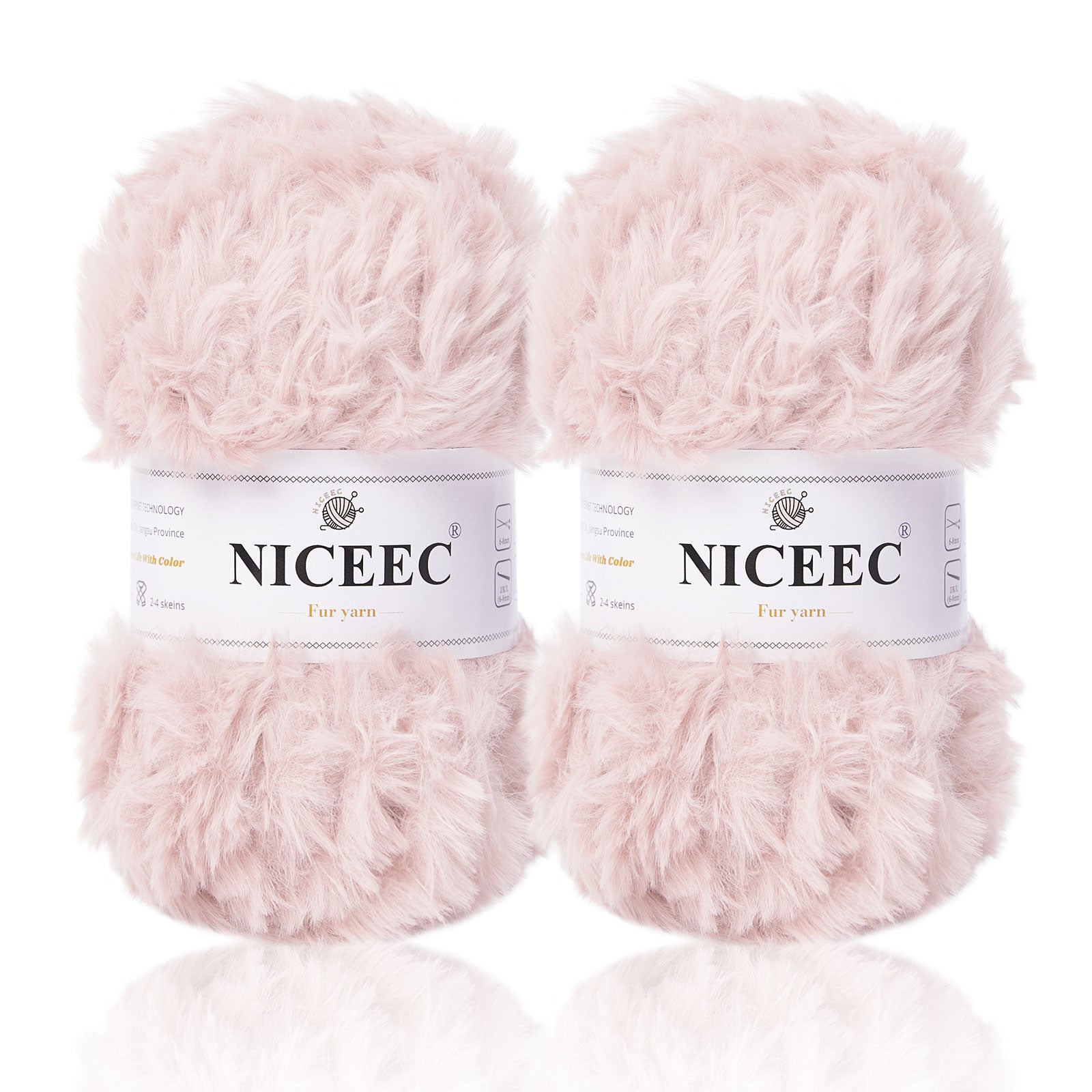 NICEEC 2 Skeins Super Soft Fur Yarn Chunky Fluffy Faux Fur Yarn Eyelash Yarn for Crochet Knit -Total Length 2×32m(2×35yds,50g×2)
