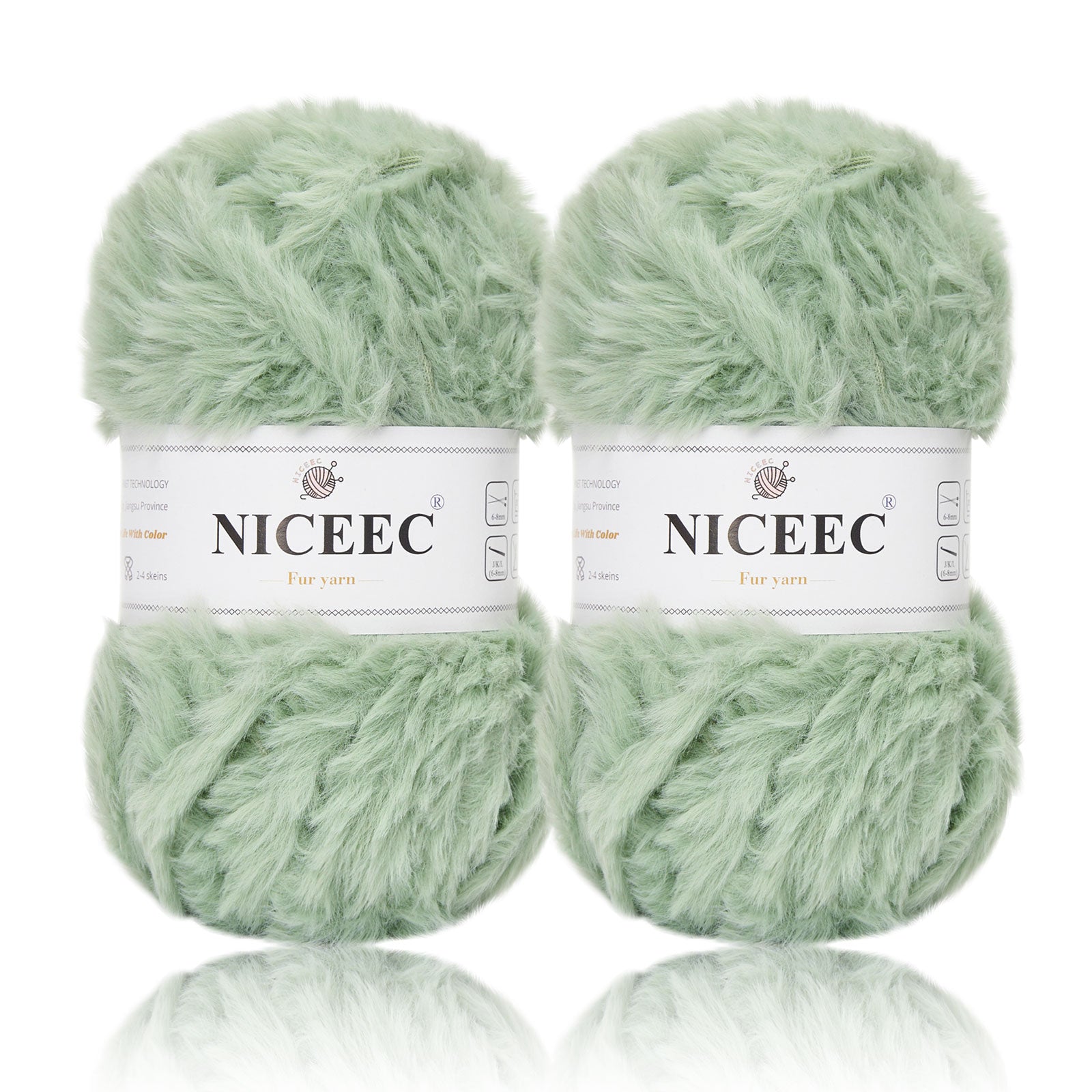 NICEEC 2 Skeins Super Soft Fur Yarn Chunky Fluffy Faux Fur Yarn Eyelash Yarn for Crochet Knit -Total Length 2×32m(2×35yds,50g×2)