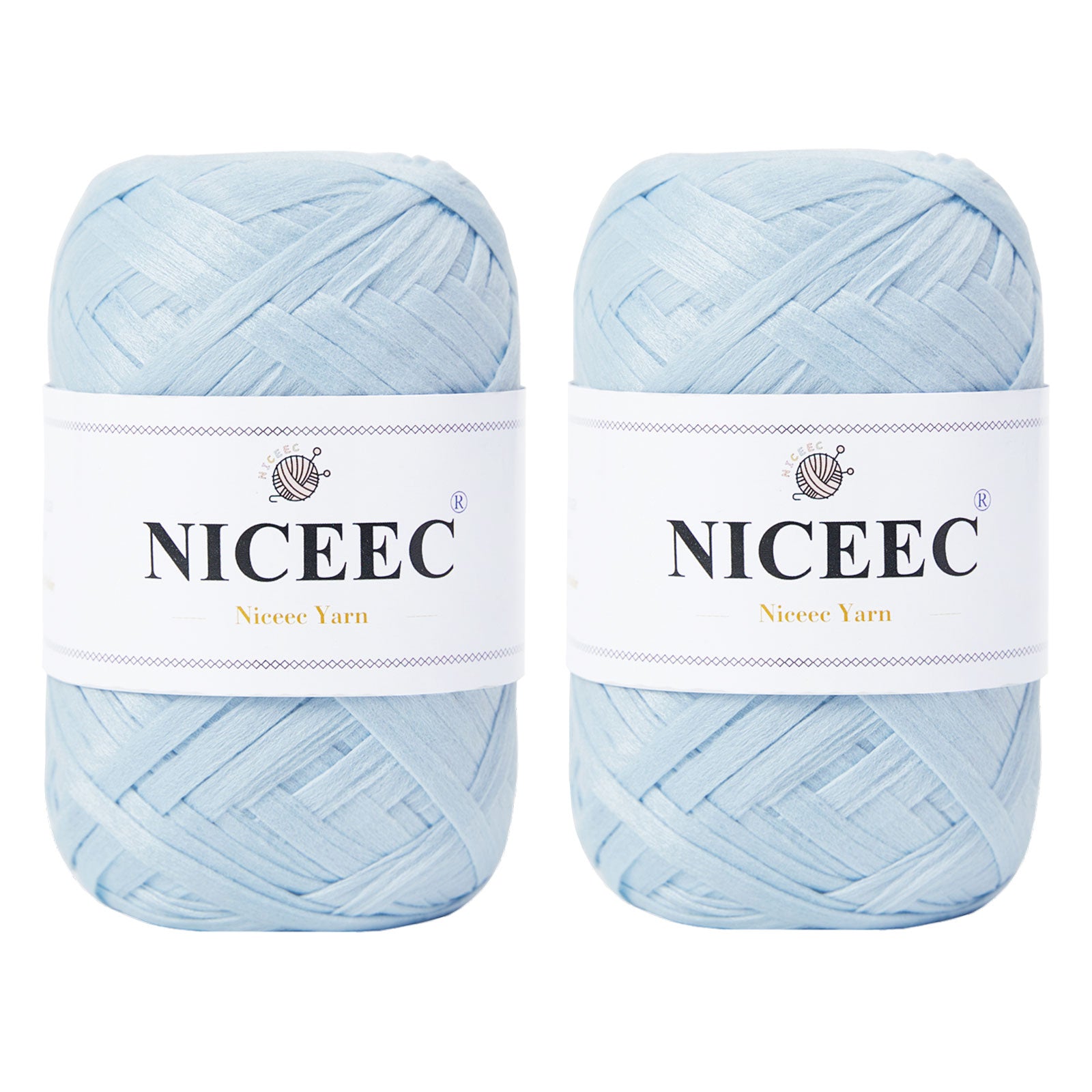 NICEEC 2 Skeins Soft Tape Yarn for Crocheting Craft Paper Yarn Easy Crochet Raffia Yarn Ribbon Yarn for DIY Craft Gift Wrapping Total Length 1.76oz×2/109yds×2-Pinkish Purple