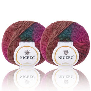 Rainbow Soft Yarn 100% Wool Gradient Multi Color Yarn for Crocheting Knit