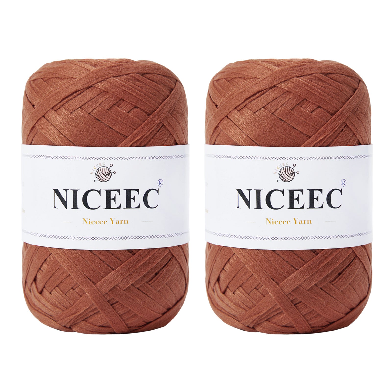 NICEEC 2 Skeins Soft Tape Yarn for Crocheting Craft Paper Yarn Easy Crochet Raffia Yarn Ribbon Yarn for DIY Craft Gift Wrapping Total Length 1.76oz×2/109yds×2-Pinkish Purple
