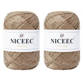 NICEEC - 2 madejas de hilo de cinta suave para crochet, papel artesanal, rafia fácil de crochet, cinta para manualidades y envoltura de regalos, longitud total: 1.76 oz × 2/109 yds × 2 - Morado rosado 