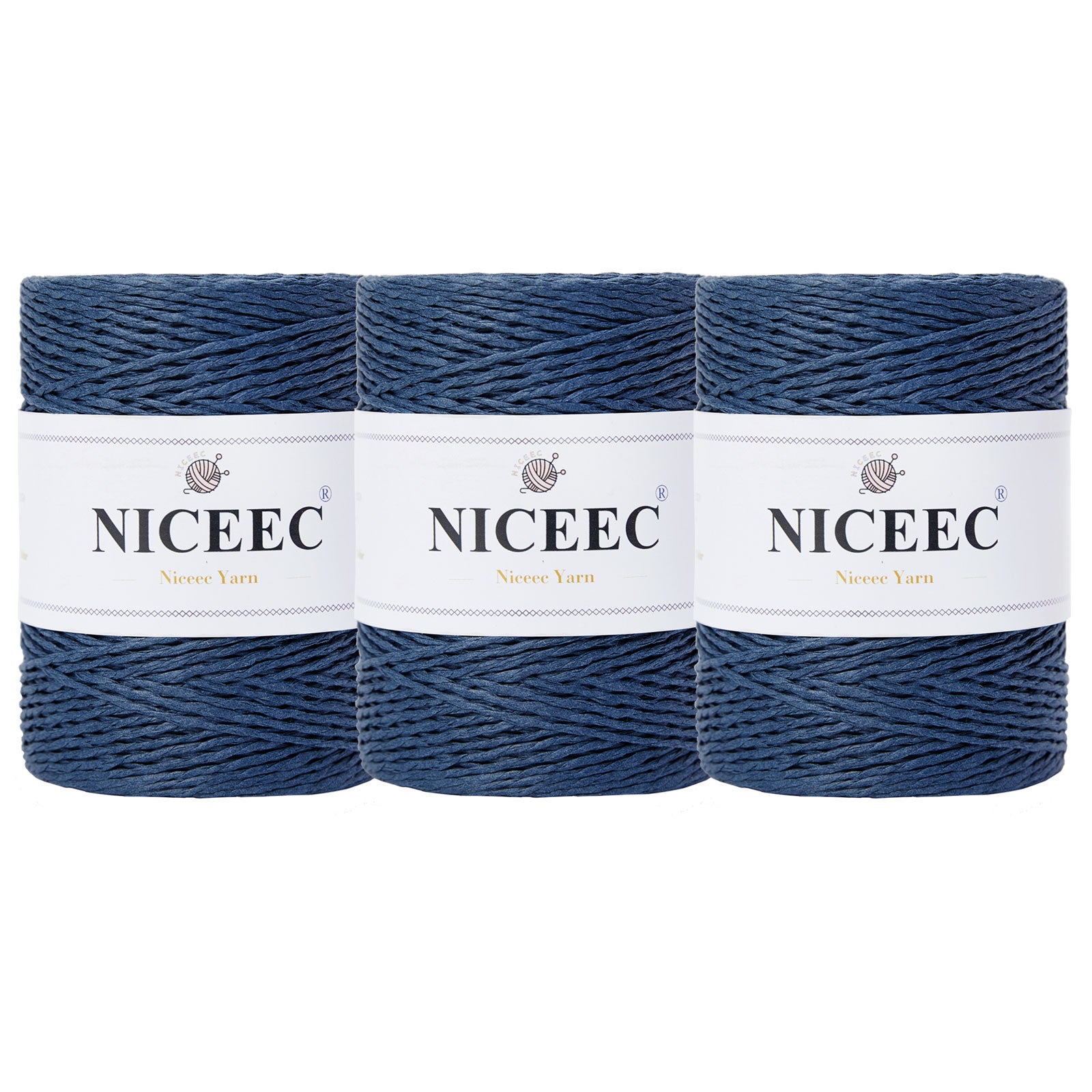 NICEEC 3 Skein Paper Yarn Easy Croceht Raffia Yarn for Crocheting Summer Sun Hat Yarn Kraft Yarn for DIY Home Décor-5.3oz×3/262yds×3 -Coffee
