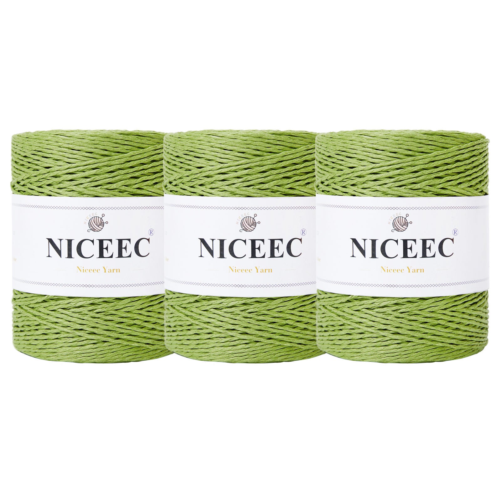 NICEEC 3 Skein Paper Yarn Easy Croceht Raffia Yarn for Crocheting Summer Sun Hat Yarn Kraft Yarn for DIY Home Décor-5.3oz×3/262yds×3 -Coffee
