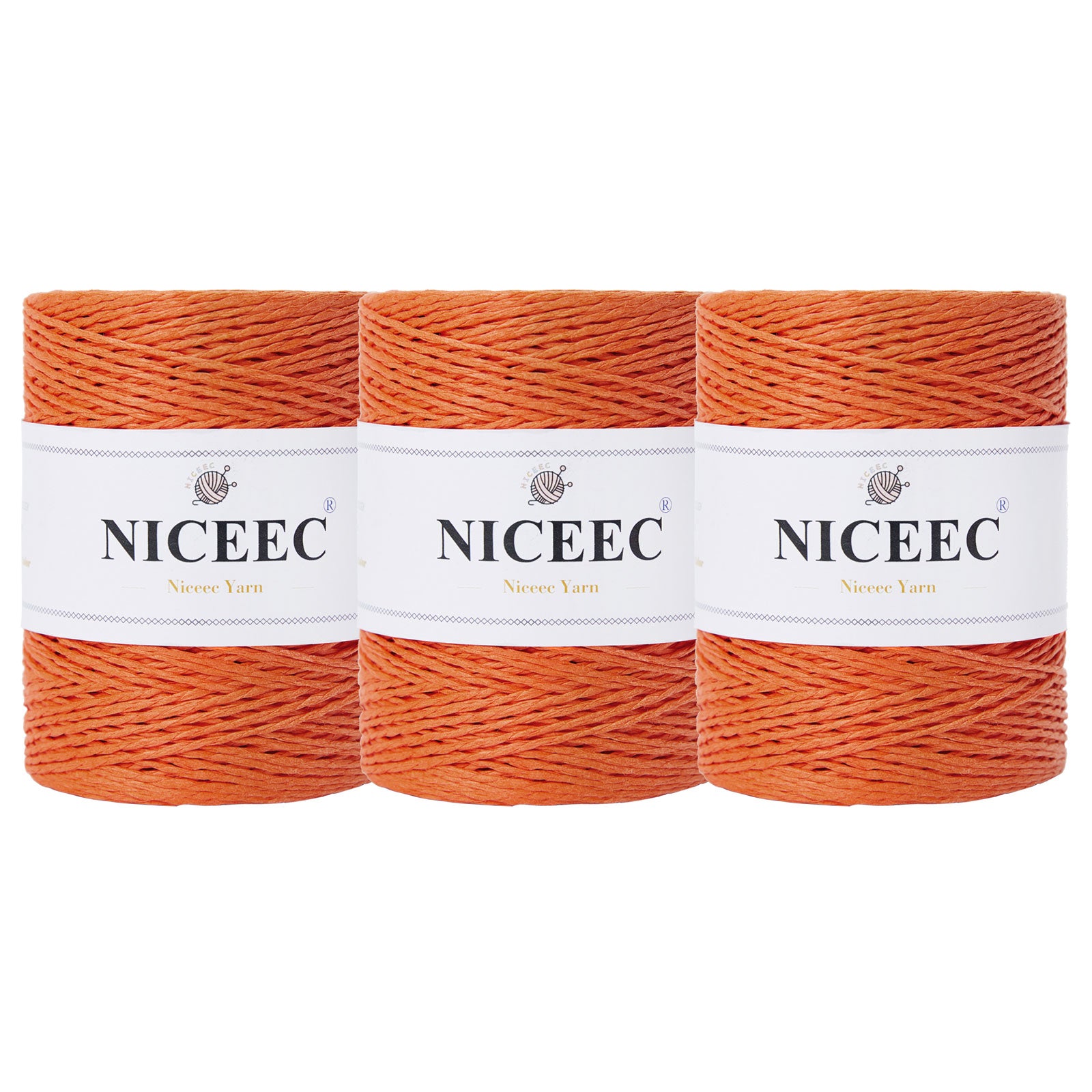 NICEEC 3 Skein Paper Yarn Easy Croceht Raffia Yarn for Crocheting Summer Sun Hat Yarn Kraft Yarn for DIY Home Décor-5.3oz×3/262yds×3 -Coffee