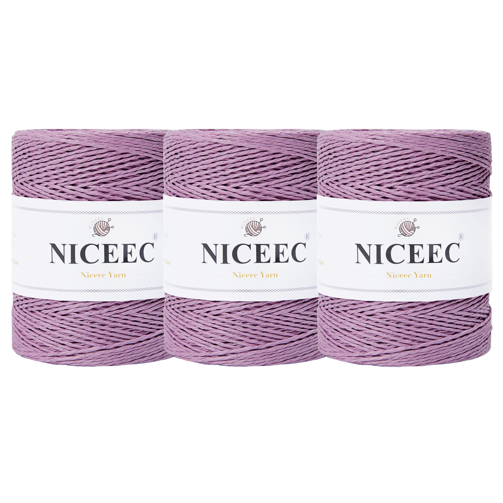 NICEEC 3 Skein Paper Yarn Easy Croceht Raffia Yarn for Crocheting Summer Sun Hat Yarn Kraft Yarn for DIY Home Décor-5.3oz×3/262yds×3 -Coffee