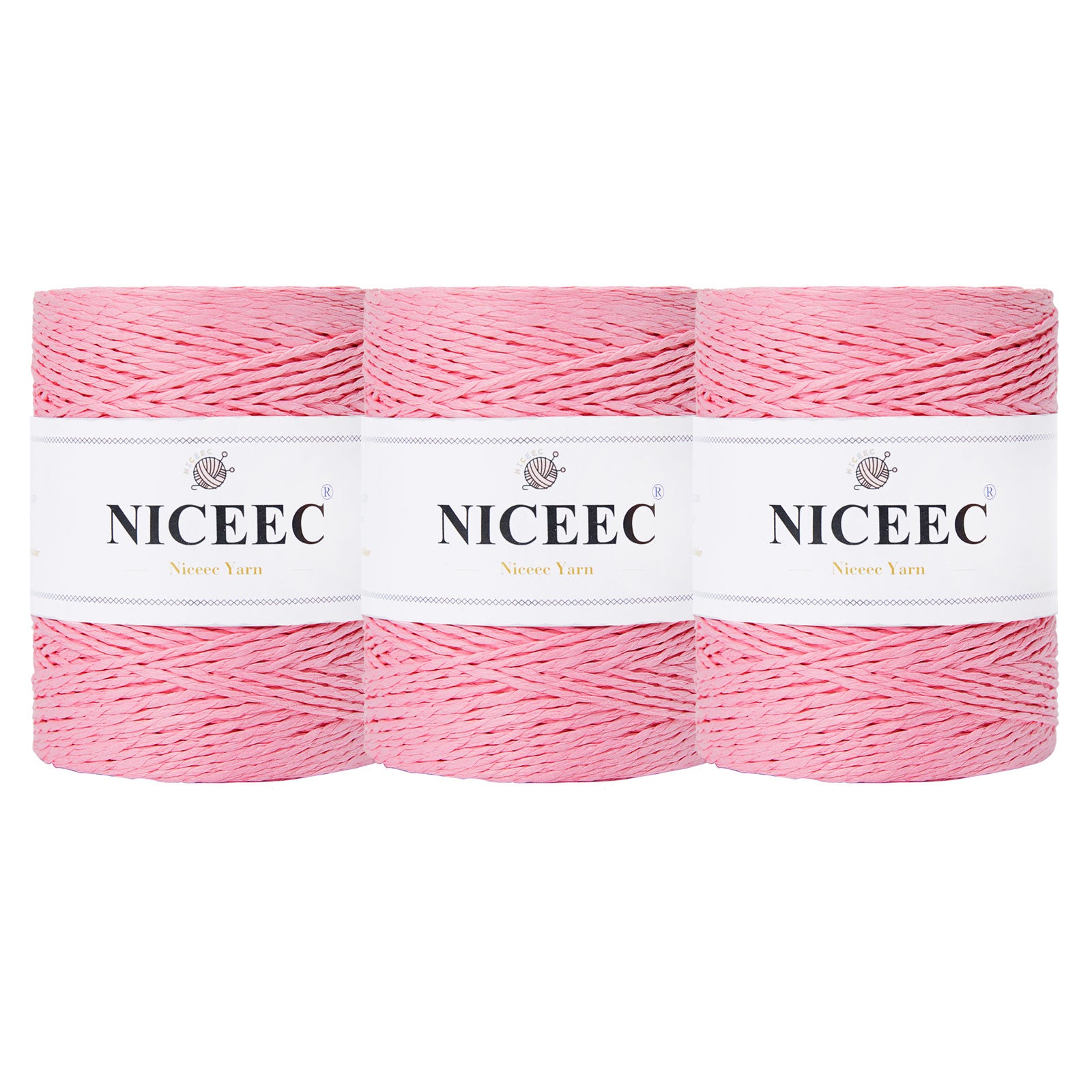 NICEEC 3 Skein Paper Yarn Easy Croceht Raffia Yarn for Crocheting Summer Sun Hat Yarn Kraft Yarn for DIY Home Décor-5.3oz×3/262yds×3 -Coffee