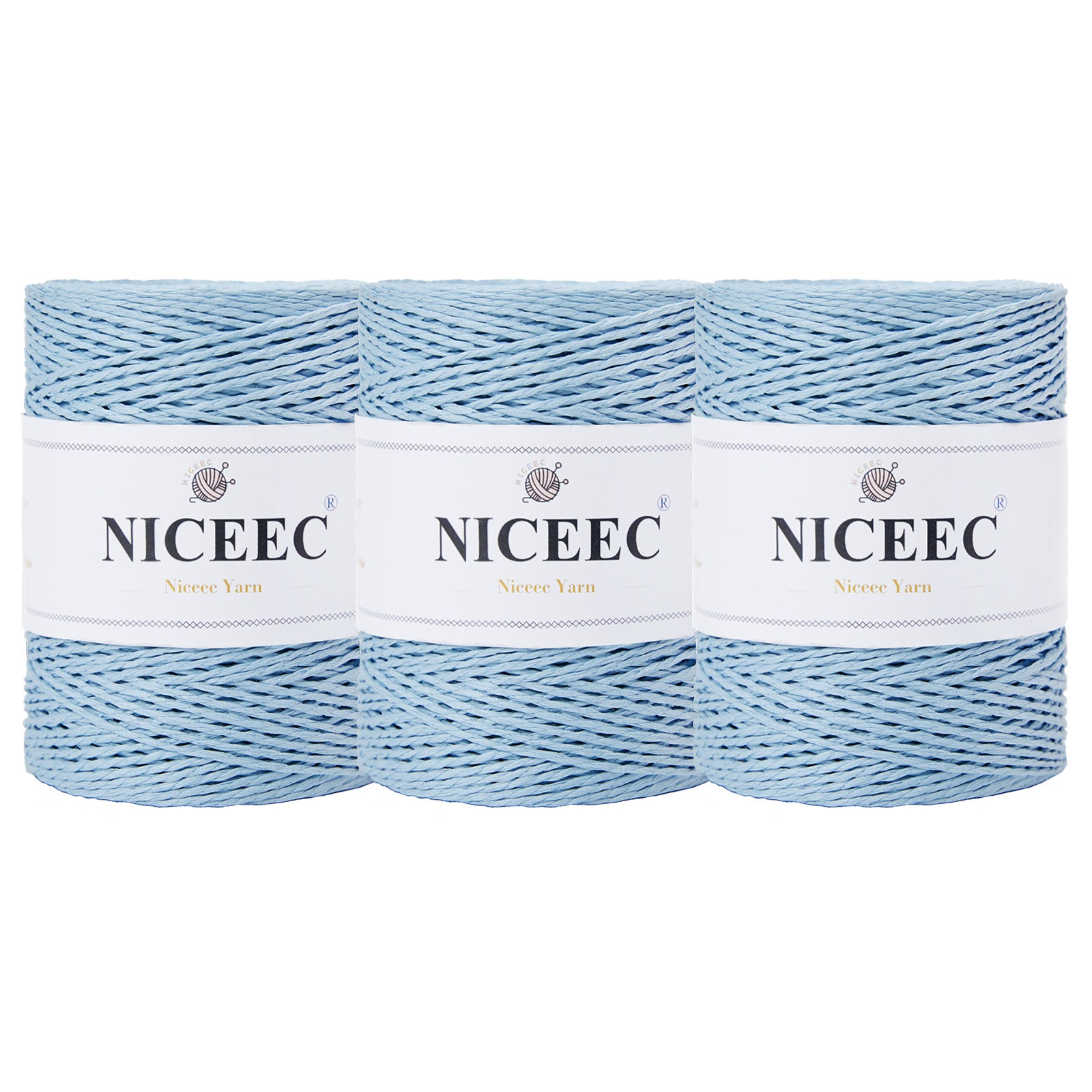 NICEEC 3 Skein Paper Yarn Easy Croceht Raffia Yarn for Crocheting Summer Sun Hat Yarn Kraft Yarn for DIY Home Décor-5.3oz×3/262yds×3 -Coffee