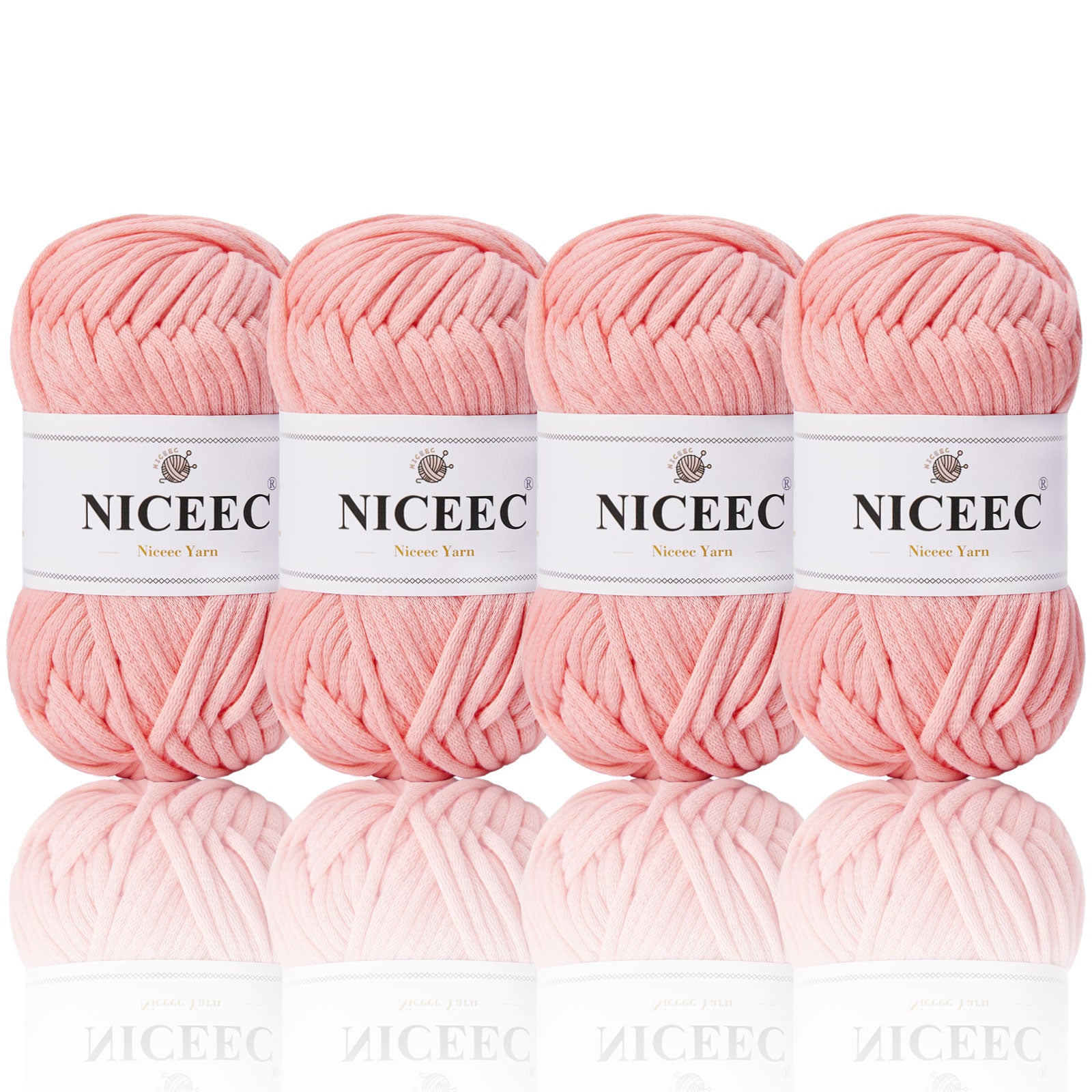 NICEEC 4 Skeins Soft Cotton-Nylon Blend Yarn for Crochet & Knitting - Easy-Use, Beginner Friendly, DIY Craft Yarn - Total Length 220yds (7.1oz)
