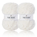 NICEEC 2 Skeins Teddy Fur Yarn Super Soft Yarn Chunky Fluffy Faux Fur Yarn Fuzzy Yarn Eyelash Yarn for Crochet Knit -Total Length 2×50m(2×55yds,3.53oz×2)