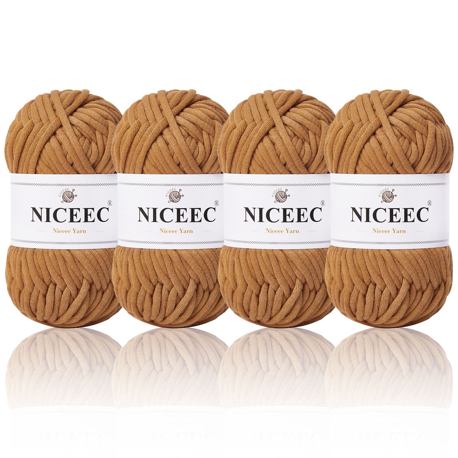 NICEEC 4 Skeins Soft Cotton-Nylon Blend Yarn for Crochet & Knitting - Easy-Use, Beginner Friendly, DIY Craft Yarn - Total Length 220yds (7.1oz)