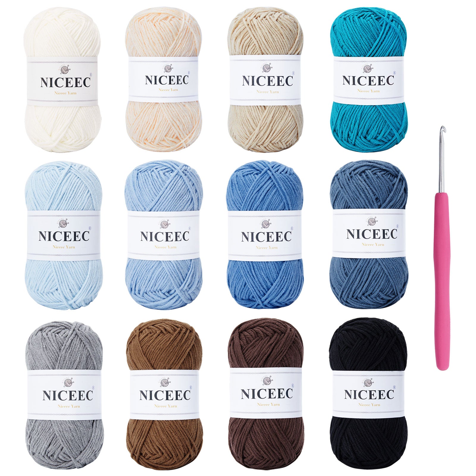 NICEEC 5 Skeins Cotton Blend Yarn Soft Yarn for Crocheting Baby Blanket Yarn for Knitting Easy Use 4 Ply Yarn Multicolored Yarn for DIY Craft