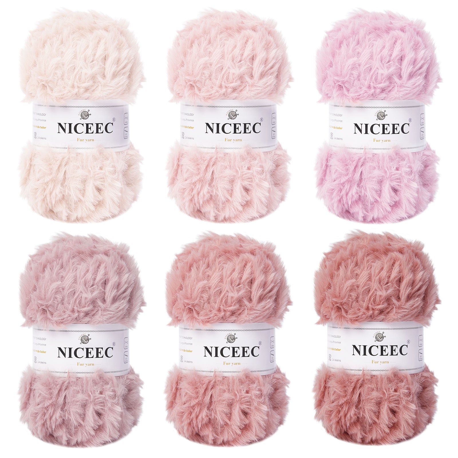 NICEEC 2 Skeins Super Soft Fur Yarn Chunky Fluffy Faux Fur Yarn Eyelash Yarn for Crochet Knit -Total Length 2×32m(2×35yds,50g×2)