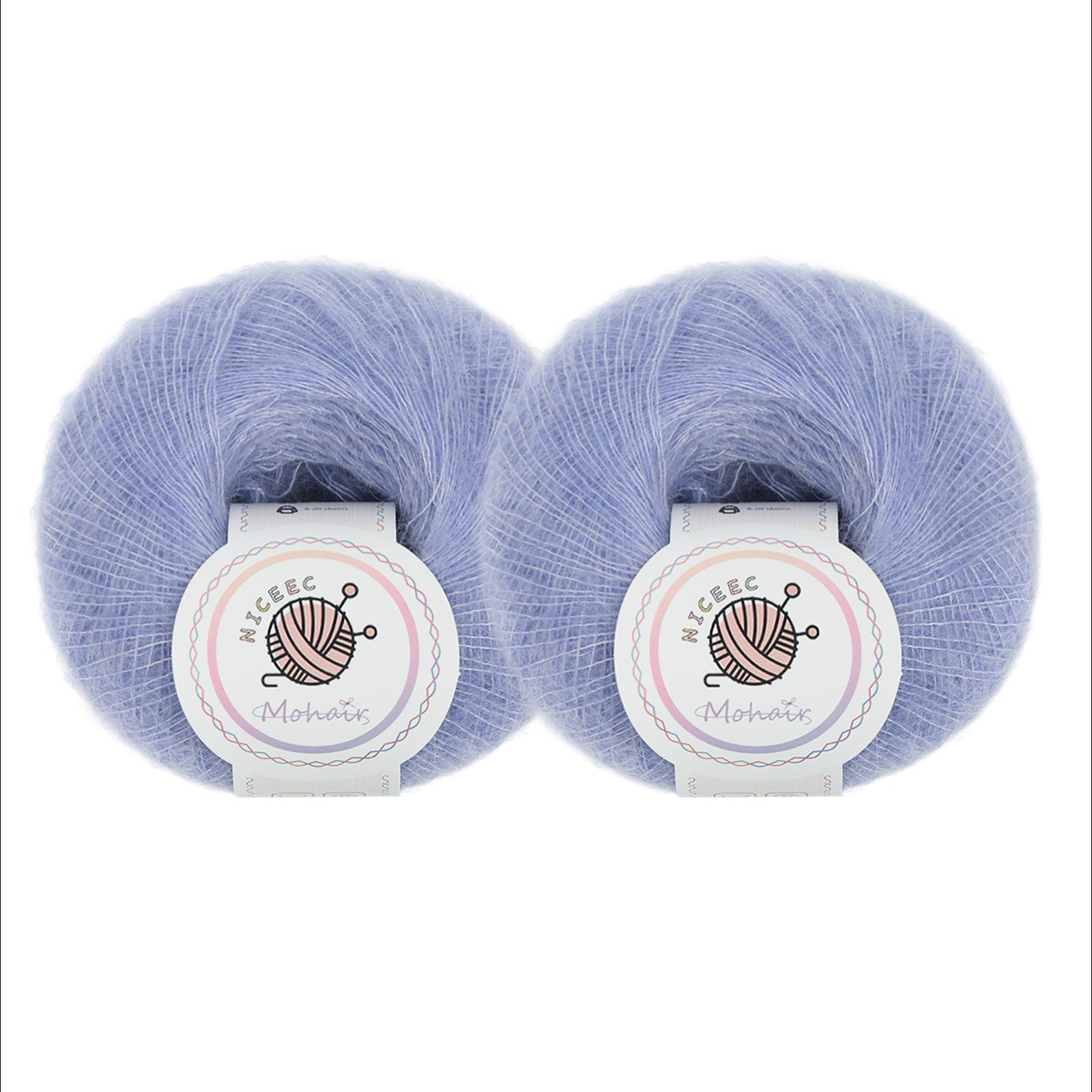 NICEEC 2 Skeins Soft Mohair Yarn, Fluffy & Fuzzy, Luxurious & Thin, Slik Wool Blend Yarn for Crochet & Knitting