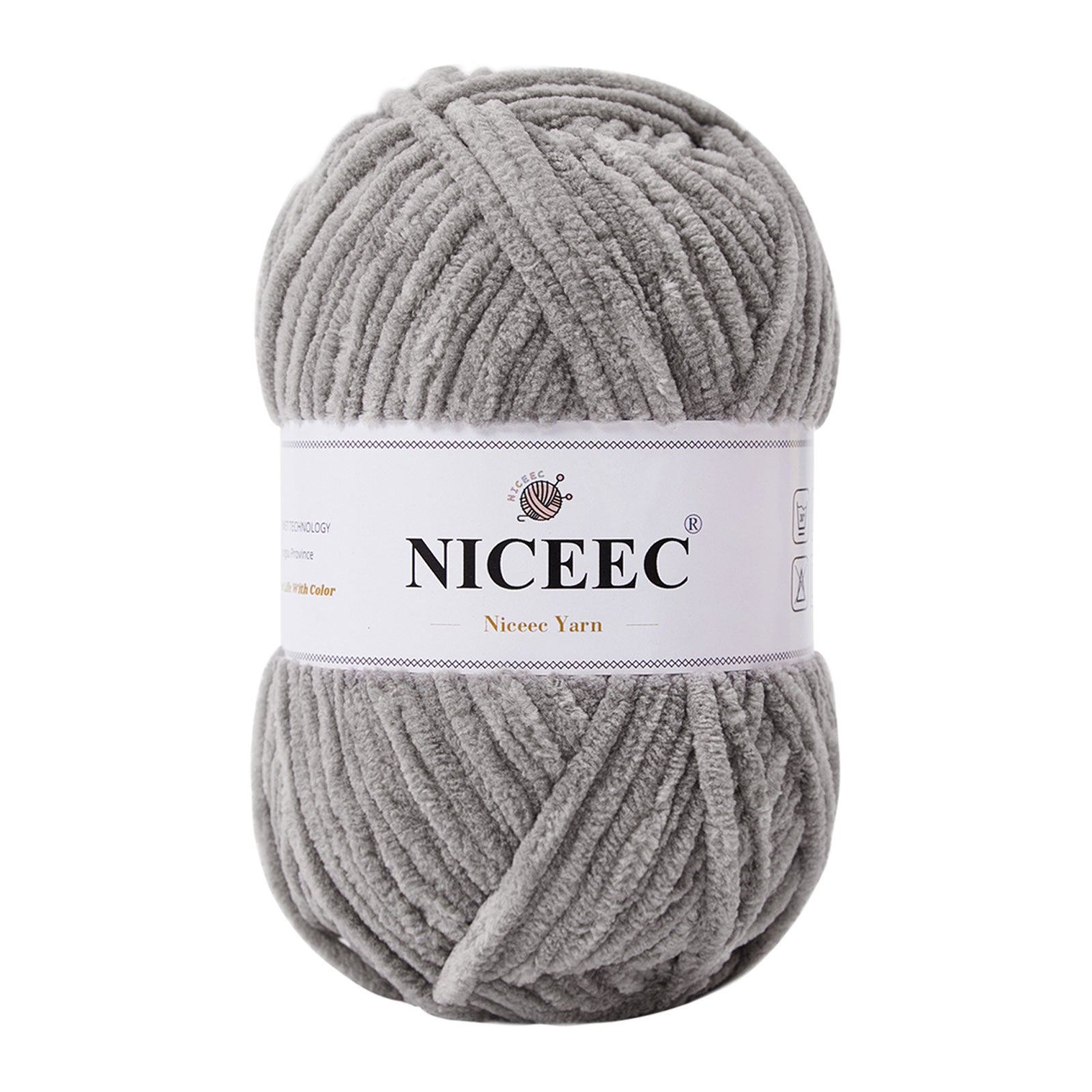 NICEEC Chenille Yarn Light Worsted Weight Yarns for Knitting Fancy Yarn for Crochet Weaving DIY Craft Total Length 110m (120yds, 100g)