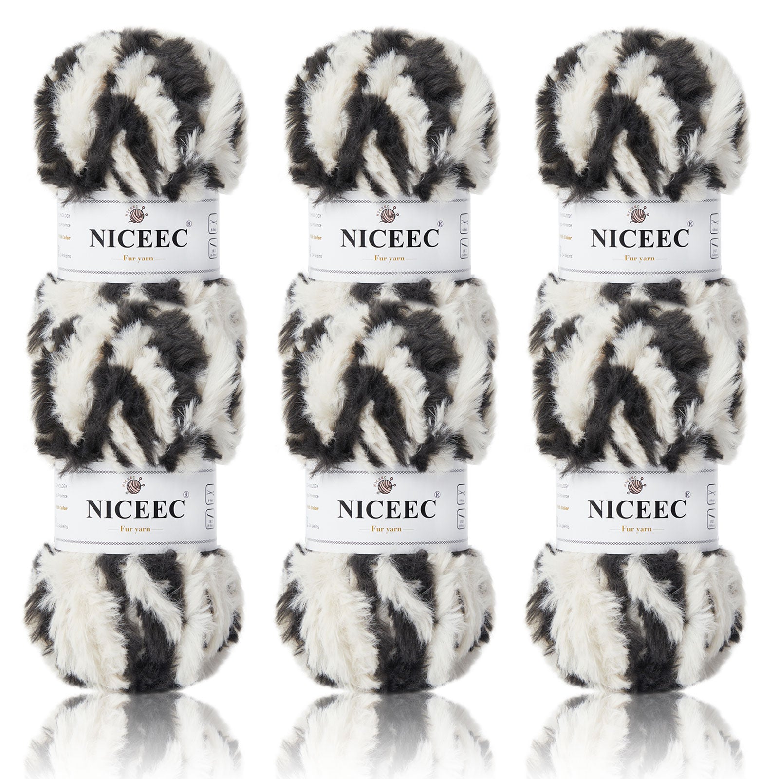 NICEEC 2 Skeins Super Soft Fur Yarn Chunky Fluffy Faux Fur Yarn Eyelash Yarn for Crochet Knit -Total Length 2×32m(2×35yds,50g×2)