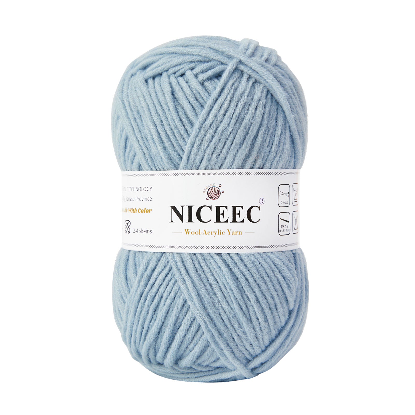 NICEEC 1 Skein Soft Wool-Acrylic Yarn for Knitting Worsted Weight Yarn Quality Yarn for DIY Craft Wool Blend Yarn for Crochet Blanket Yarn(3.53oz,153yds)