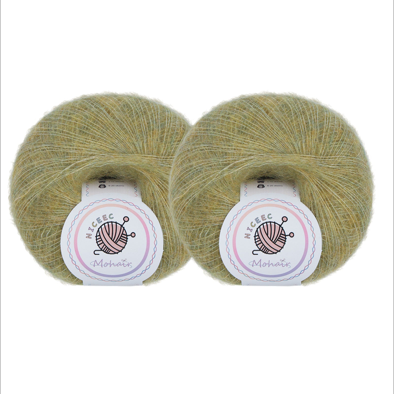 NICEEC 2 Skeins Soft Mohair Yarn, Fluffy & Fuzzy, Luxurious & Thin, Slik Wool Blend Yarn for Crochet & Knitting