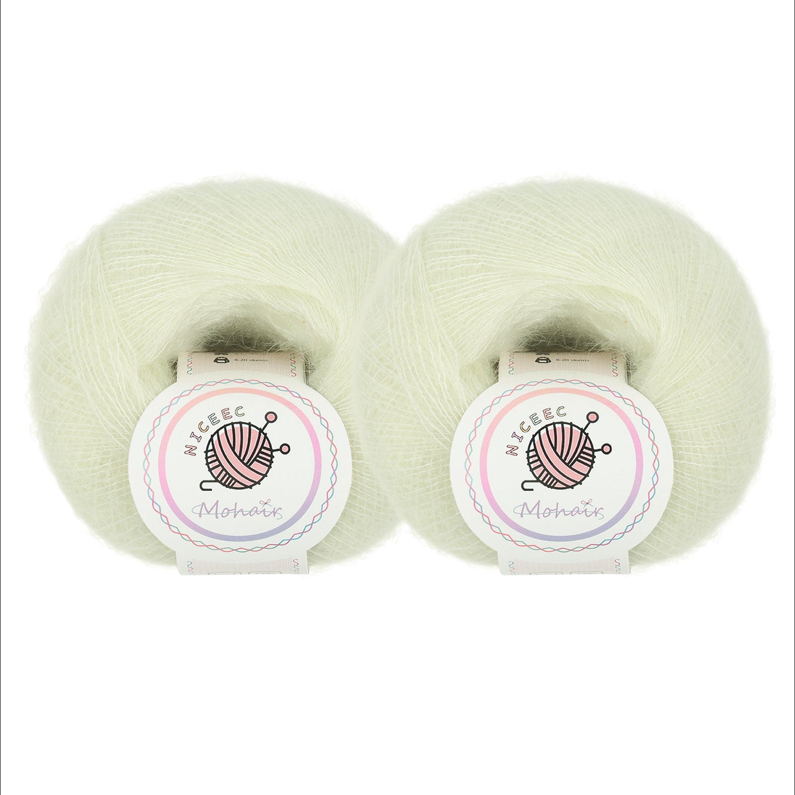 NICEEC 2 Skeins Soft Mohair Yarn, Fluffy & Fuzzy, Luxurious & Thin, Slik Wool Blend Yarn for Crochet & Knitting