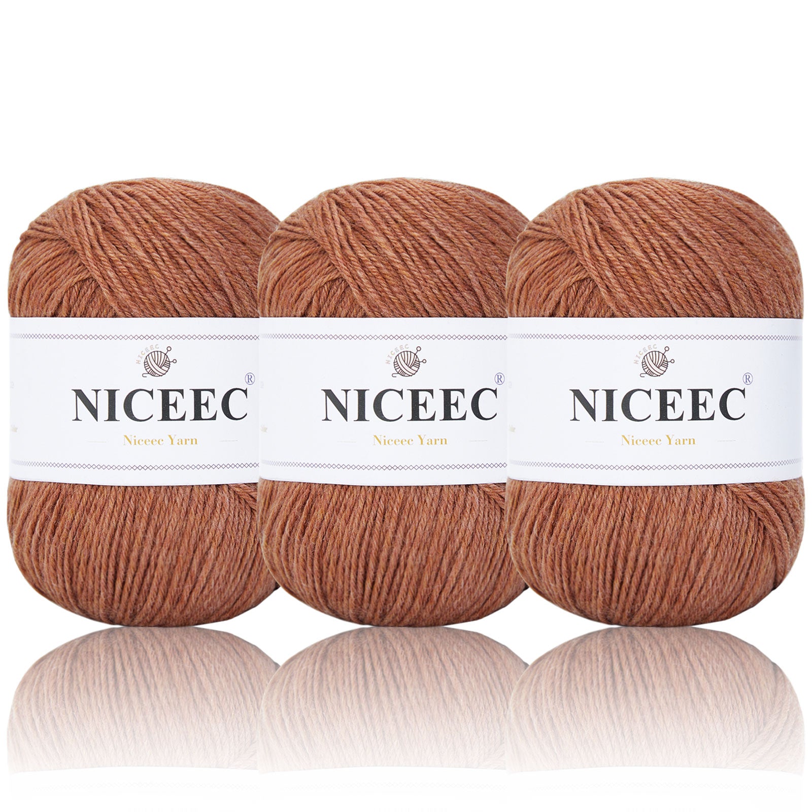 NICEEC 4 Skeins Soft Merino Wool Yarn - Soft & Warm, Finger Weight, Woolen Yarn for Crochet & Knitting