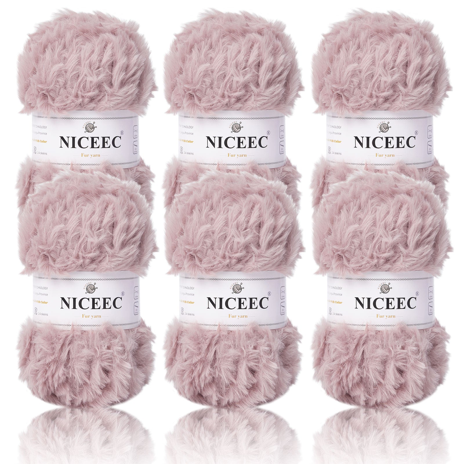 NICEEC 2 Skeins Super Soft Fur Yarn Chunky Fluffy Faux Fur Yarn Eyelash Yarn for Crochet Knit -Total Length 2×32m(2×35yds,50g×2)