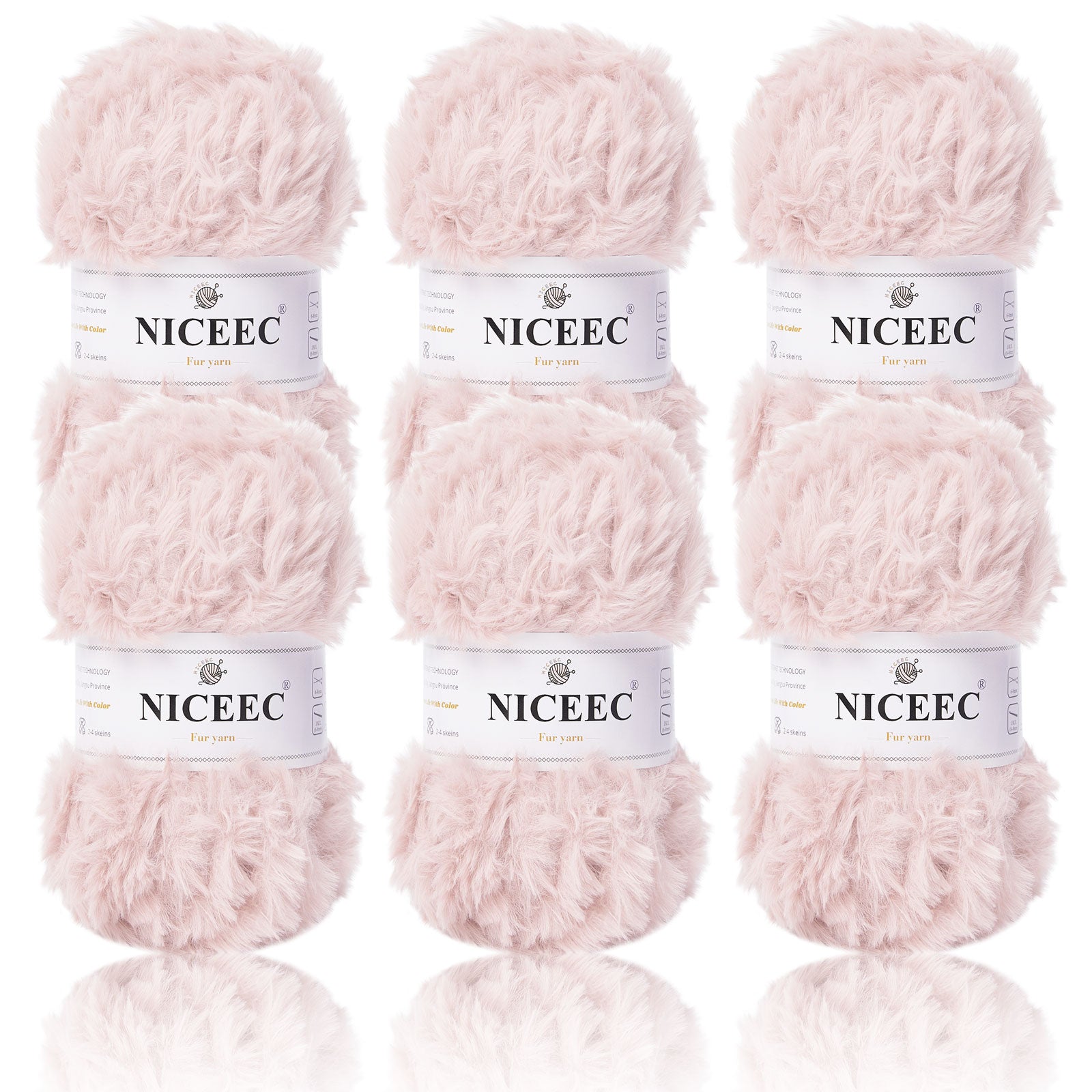 NICEEC 2 Skeins Super Soft Fur Yarn Chunky Fluffy Faux Fur Yarn Eyelash Yarn for Crochet Knit -Total Length 2×32m(2×35yds,50g×2)