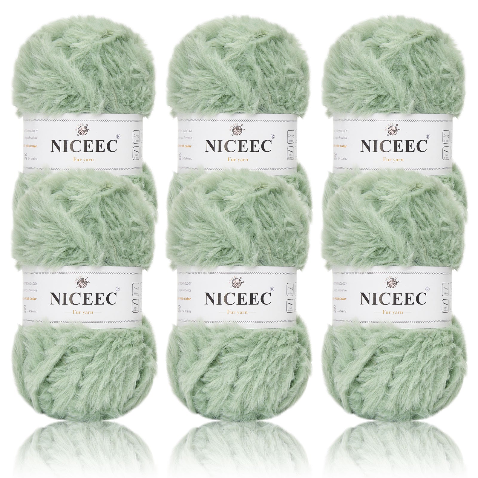 NICEEC 2 Skeins Super Soft Fur Yarn Chunky Fluffy Faux Fur Yarn Eyelash Yarn for Crochet Knit -Total Length 2×32m(2×35yds,50g×2)