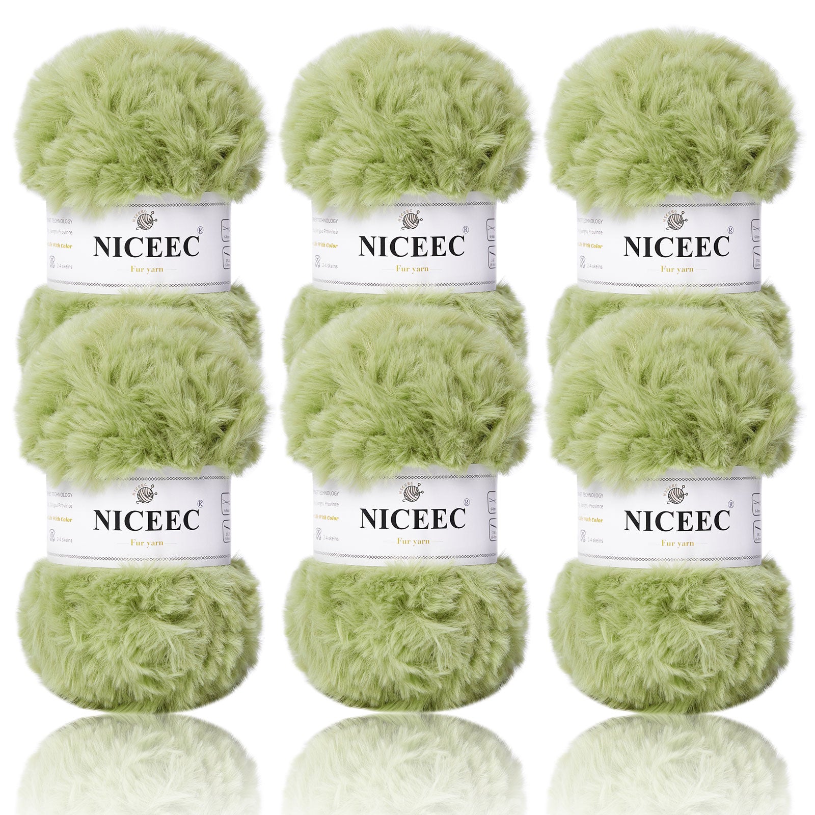 NICEEC 2 Skeins Super Soft Fur Yarn Chunky Fluffy Faux Fur Yarn Eyelash Yarn for Crochet Knit -Total Length 2×32m(2×35yds,50g×2)