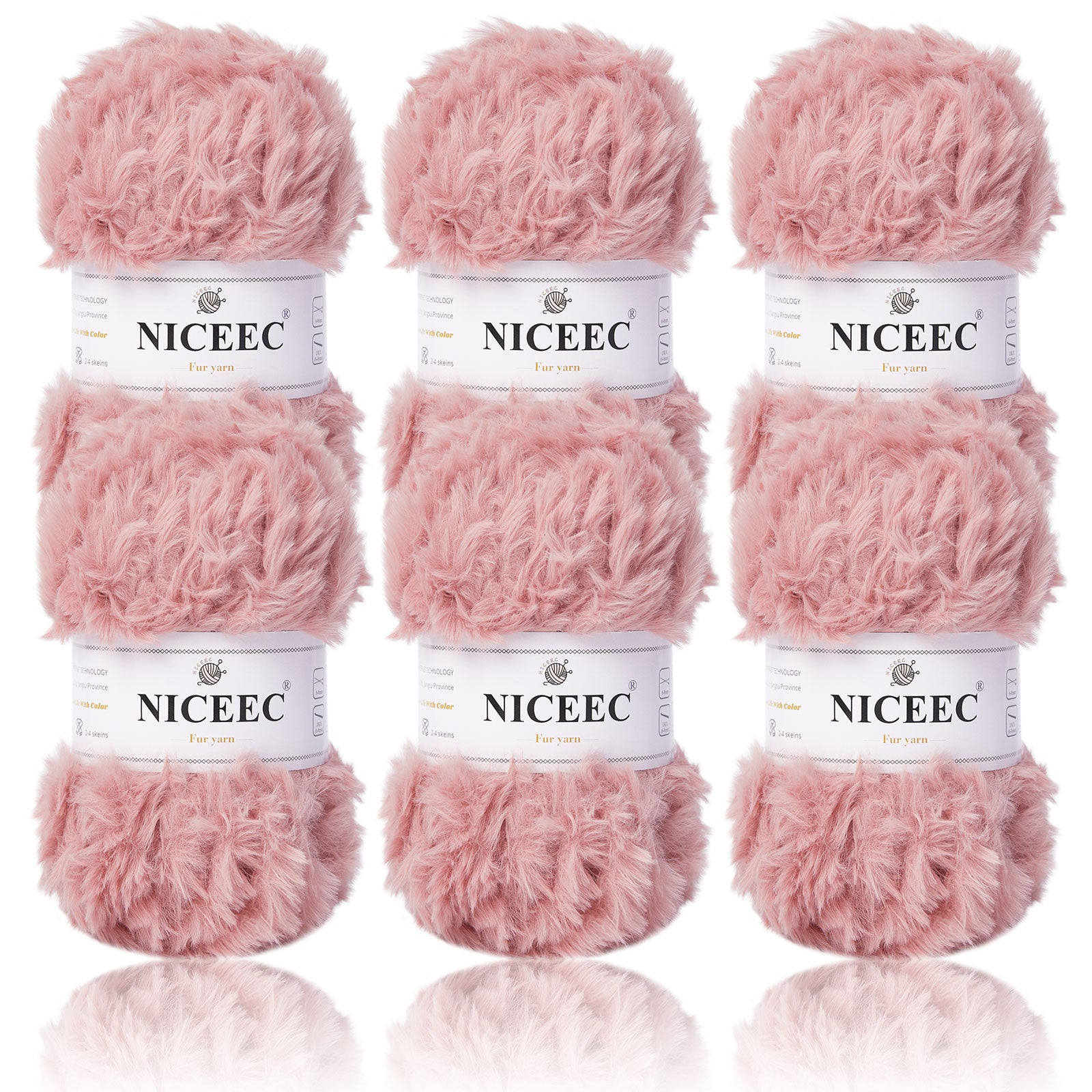 NICEEC 2 Skeins Super Soft Fur Yarn Chunky Fluffy Faux Fur Yarn Eyelash Yarn for Crochet Knit -Total Length 2×32m(2×35yds,50g×2)