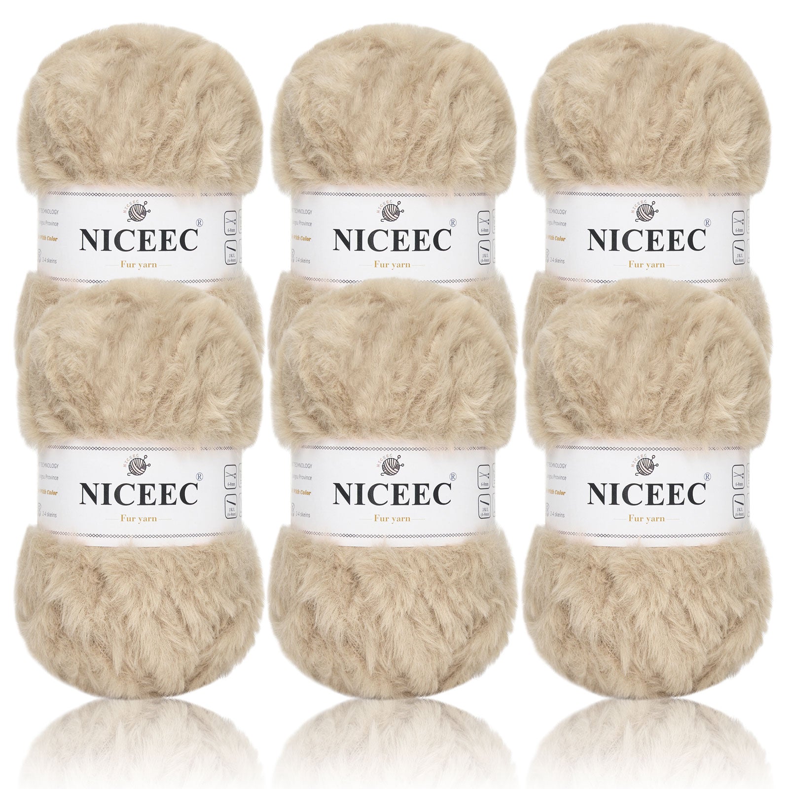 NICEEC 2 Skeins Super Soft Fur Yarn Chunky Fluffy Faux Fur Yarn Eyelash Yarn for Crochet Knit -Total Length 2×32m(2×35yds,50g×2)