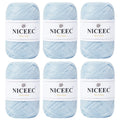 NICEEC 6 Skeins Soft Tape Yarn for Crocheting Craft Paper Yarn Easy Crochet Raffia Yarn Ribbon Yarn for DIY Craft Gift Wrapping Total Length 1.76oz×6/109yds×6
