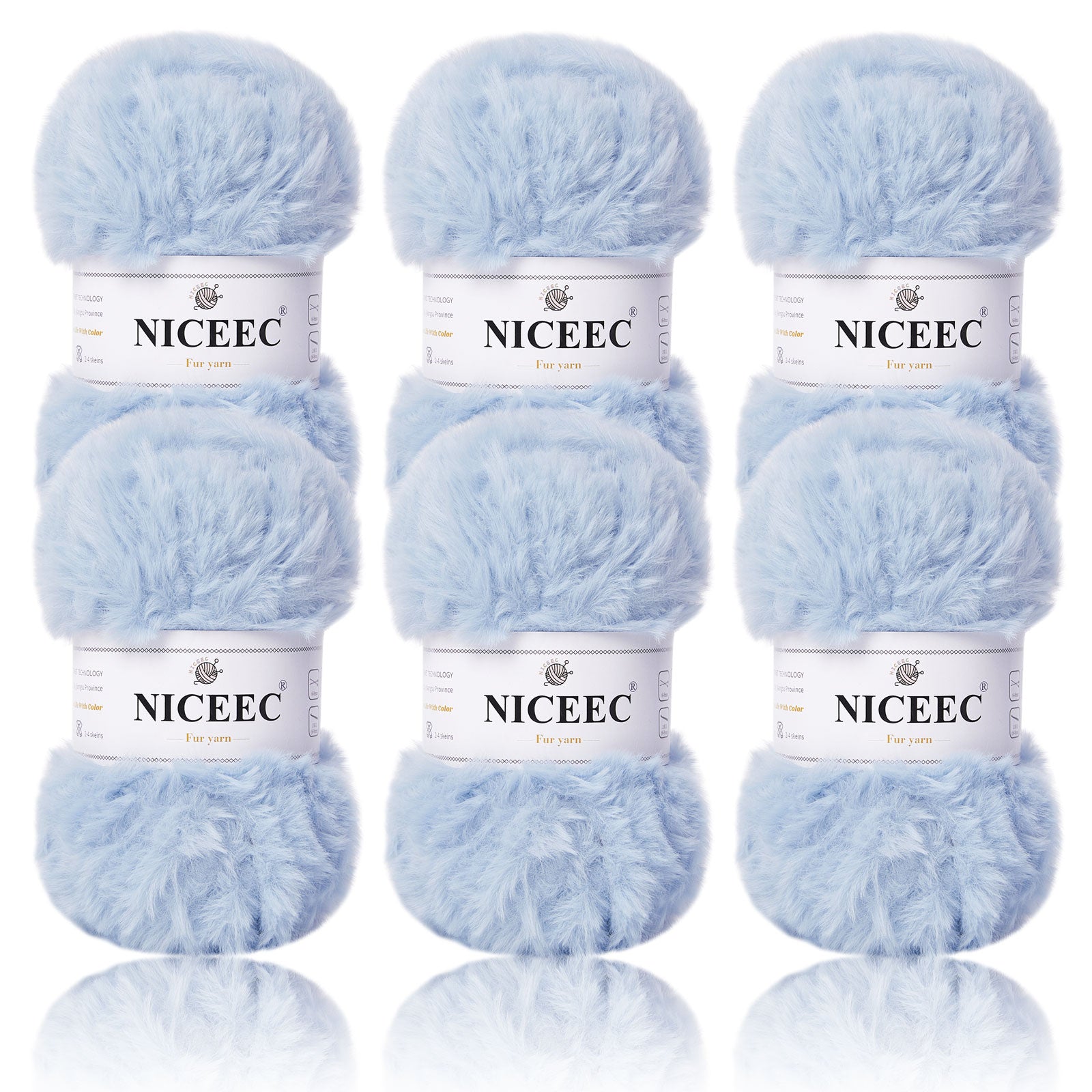 NICEEC 2 Skeins Super Soft Fur Yarn Chunky Fluffy Faux Fur Yarn Eyelash Yarn for Crochet Knit -Total Length 2×32m(2×35yds,50g×2)
