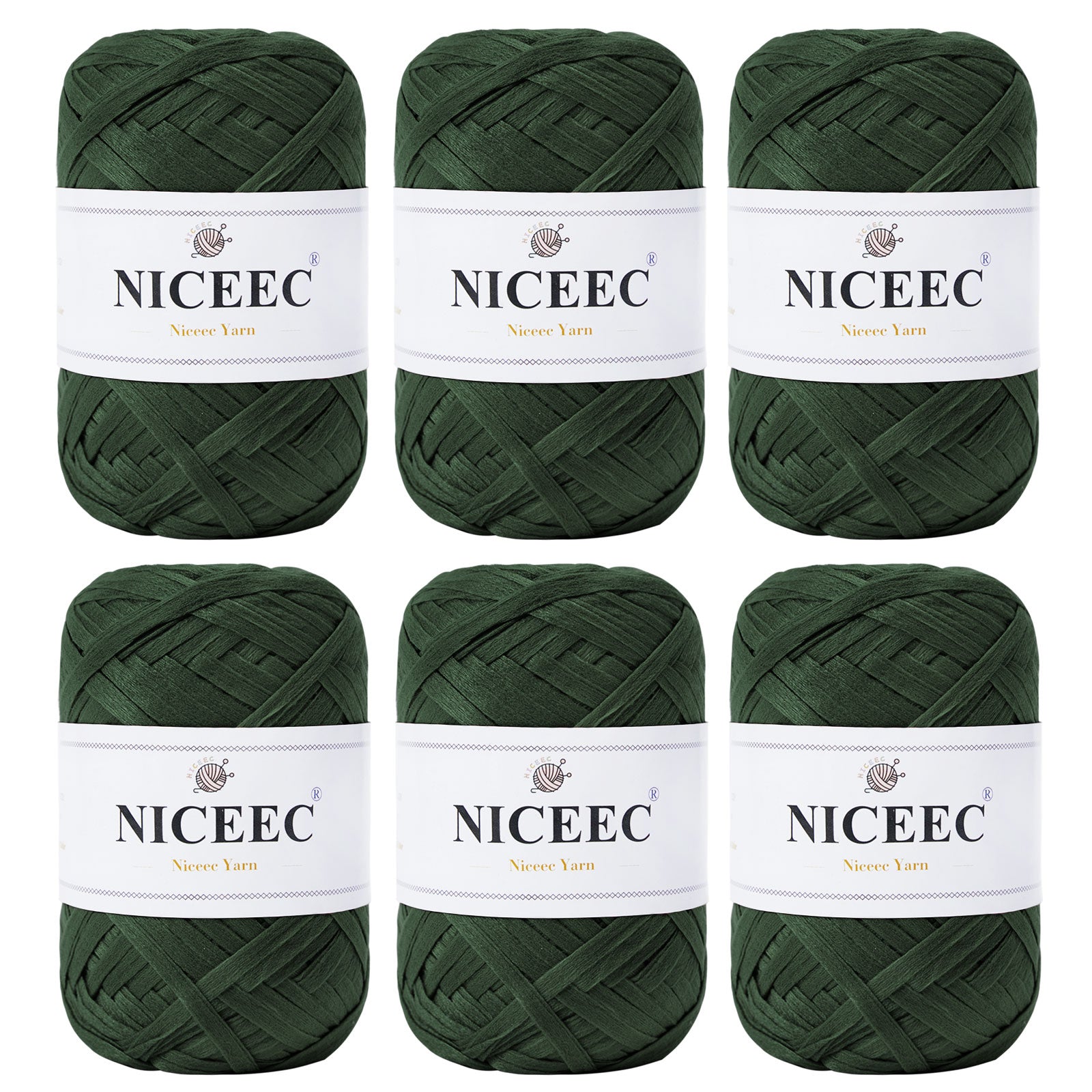 NICEEC 6 Skeins Soft Tape Yarn for Crocheting Craft Paper Yarn Easy Crochet Raffia Yarn Ribbon Yarn for DIY Craft Gift Wrapping Total Length 1.76oz×6/109yds×6