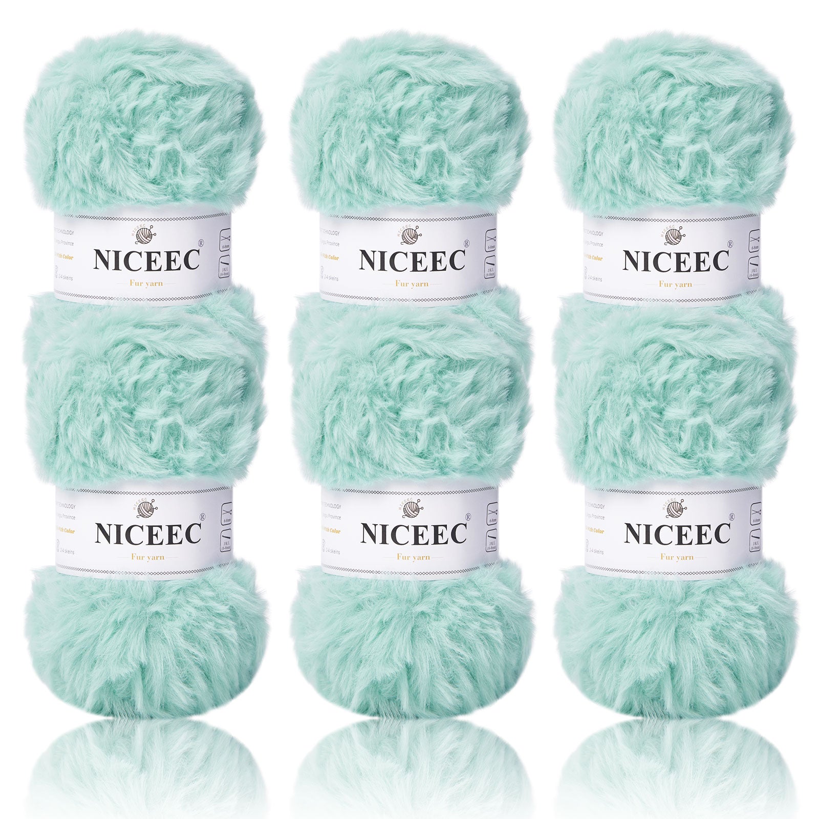 NICEEC 2 Skeins Super Soft Fur Yarn Chunky Fluffy Faux Fur Yarn Eyelash Yarn for Crochet Knit -Total Length 2×32m(2×35yds,50g×2)