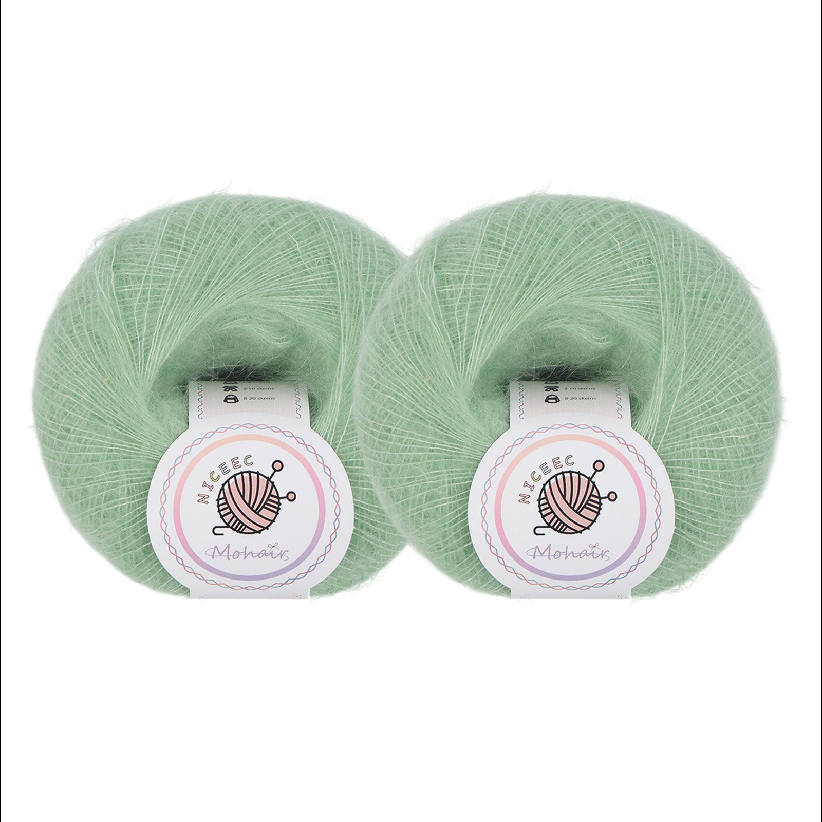 NICEEC 2 Skeins Soft Mohair Yarn, Fluffy & Fuzzy, Luxurious & Thin, Slik Wool Blend Yarn for Crochet & Knitting