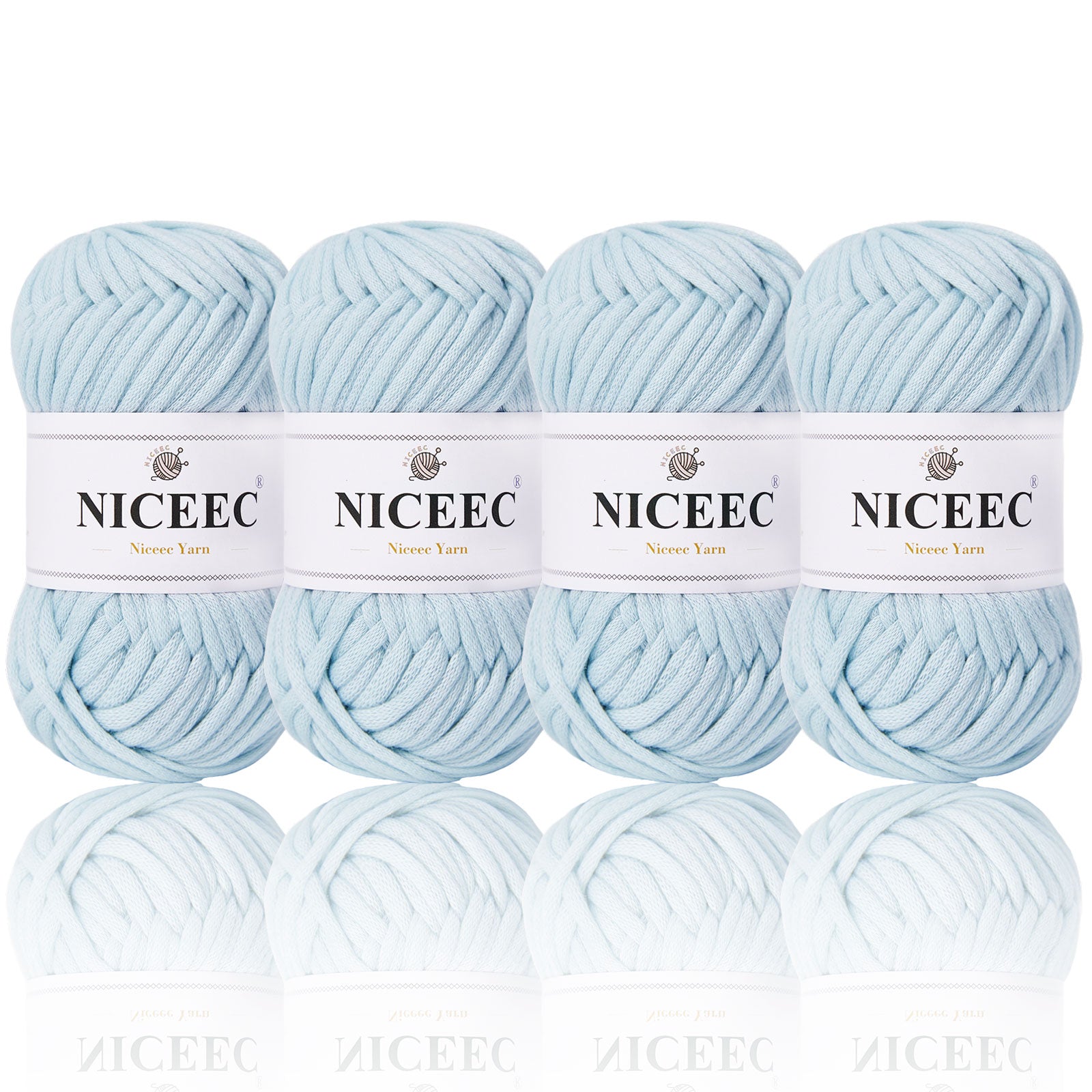 NICEEC 4 Skeins Soft Cotton-Nylon Blend Yarn for Crochet & Knitting - Easy-Use, Beginner Friendly, DIY Craft Yarn - Total Length 220yds (7.1oz)