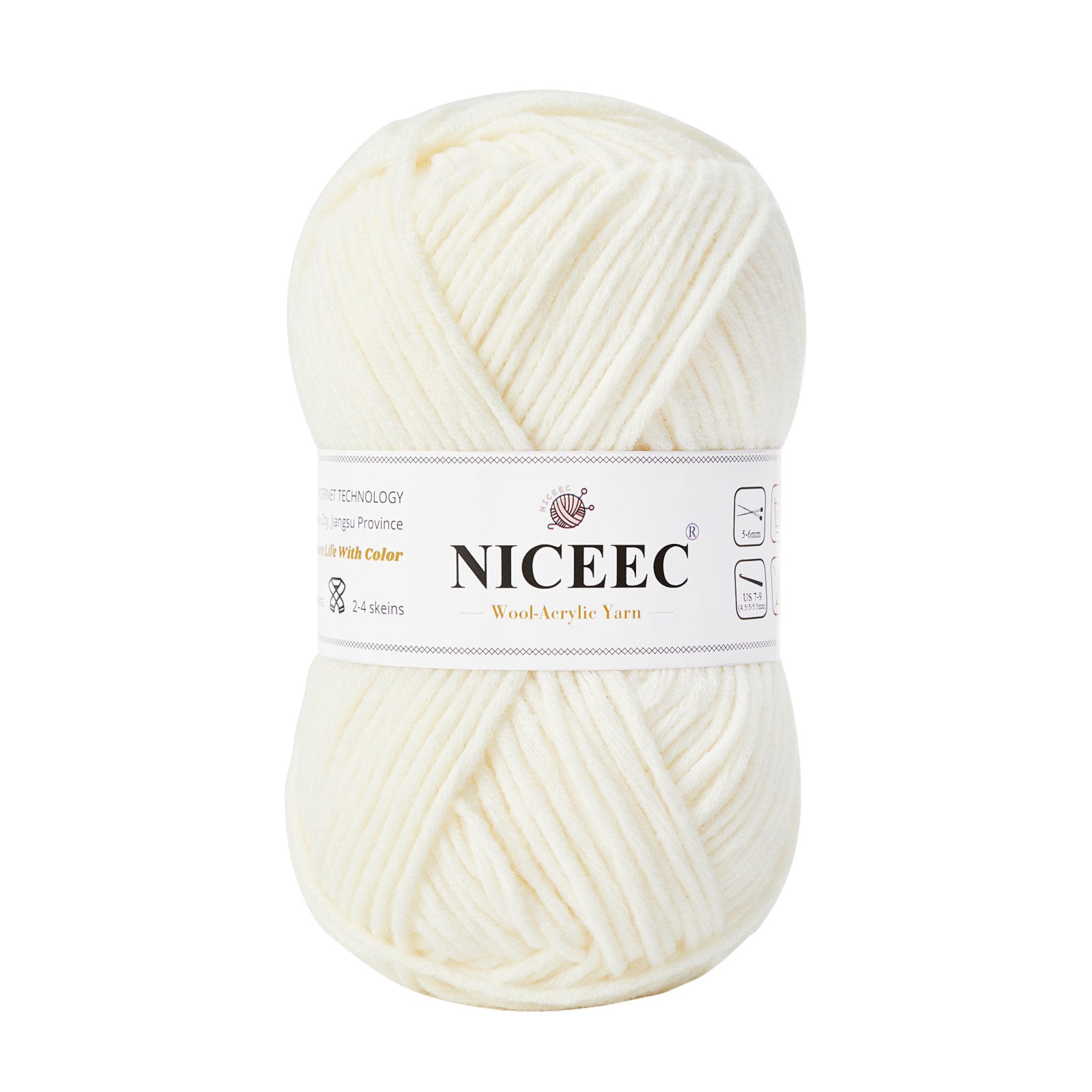 NICEEC 1 Skein Soft Wool-Acrylic Yarn for Knitting Worsted Weight Yarn Quality Yarn for DIY Craft Wool Blend Yarn for Crochet Blanket Yarn(3.53oz,153yds)
