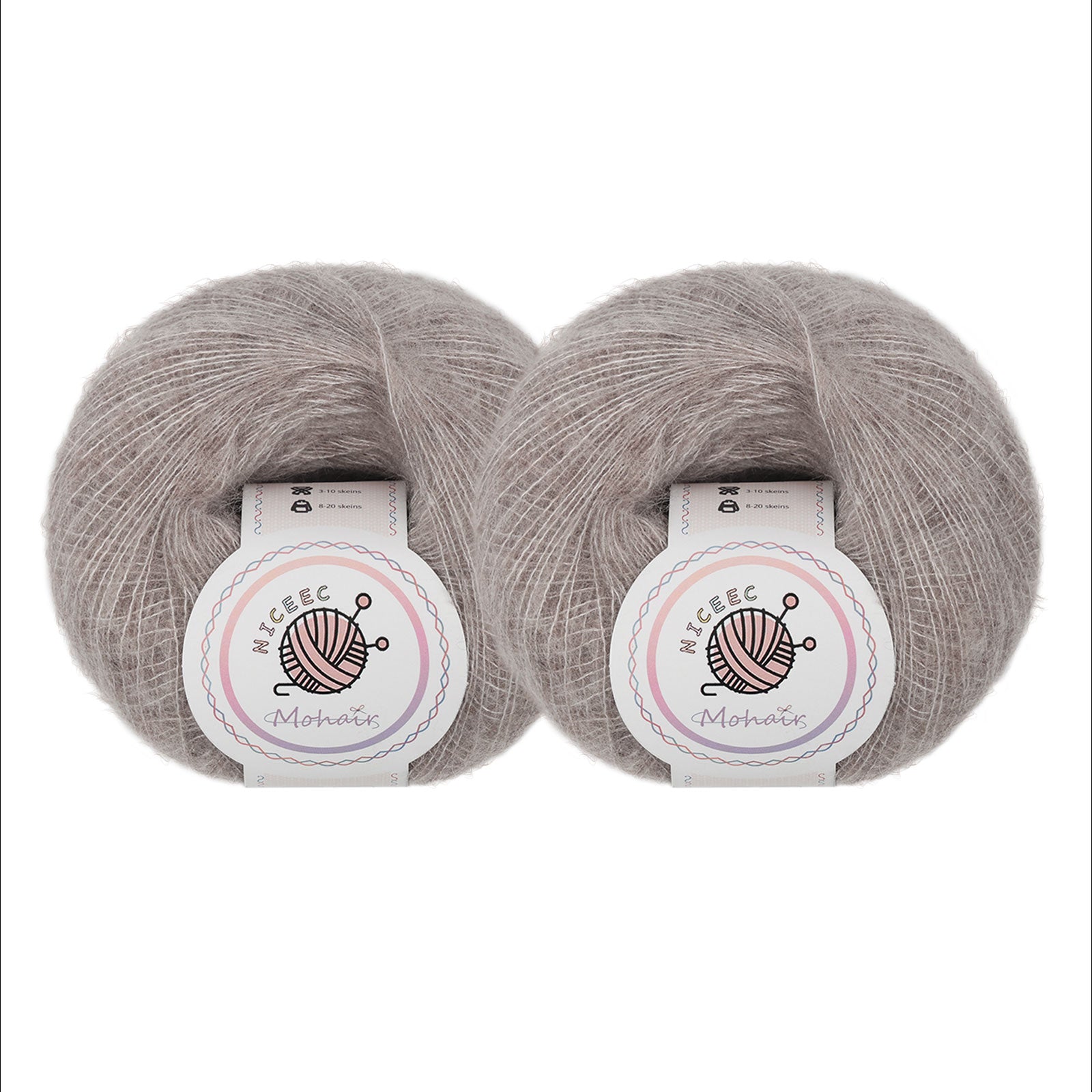 NICEEC 2 Skeins Soft Mohair Yarn, Fluffy & Fuzzy, Luxurious & Thin, Slik Wool Blend Yarn for Crochet & Knitting