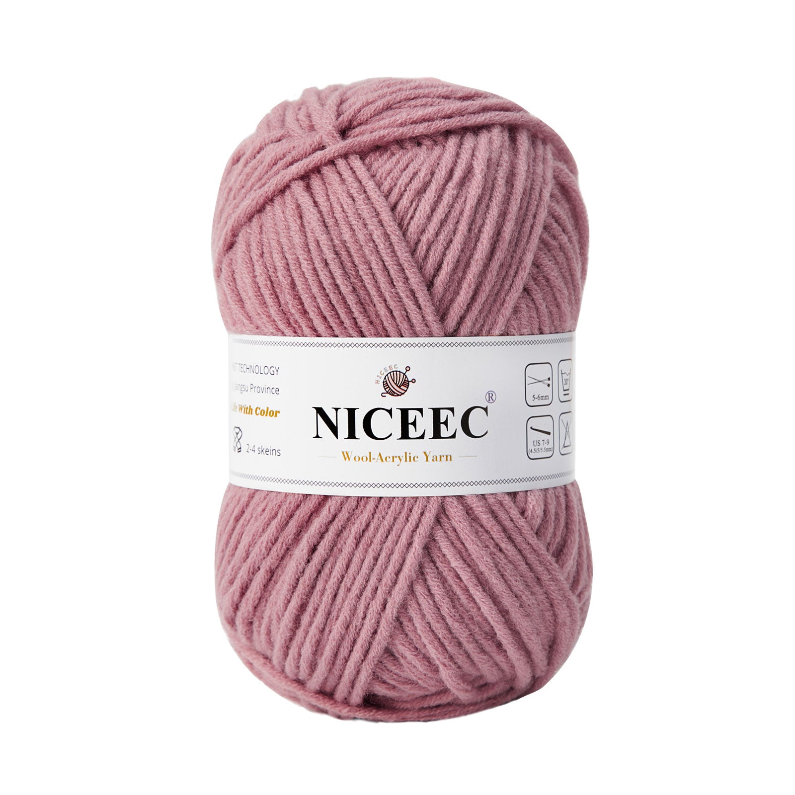 NICEEC 1 Skein Soft Wool-Acrylic Yarn for Knitting Worsted Weight Yarn Quality Yarn for DIY Craft Wool Blend Yarn for Crochet Blanket Yarn(3.53oz,153yds)
