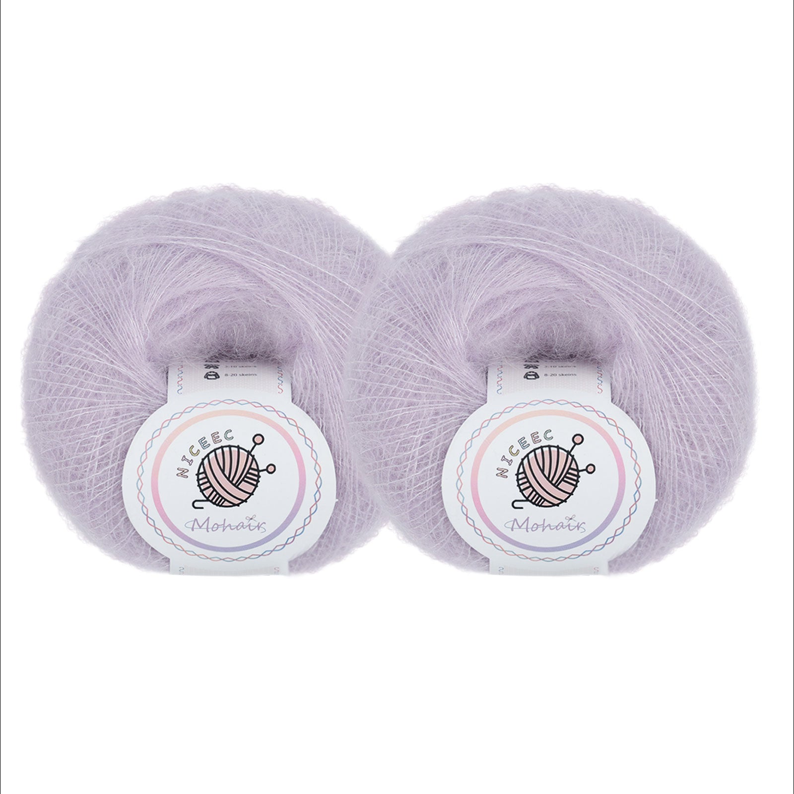 NICEEC 2 Skeins Soft Mohair Yarn, Fluffy & Fuzzy, Luxurious & Thin, Slik Wool Blend Yarn for Crochet & Knitting