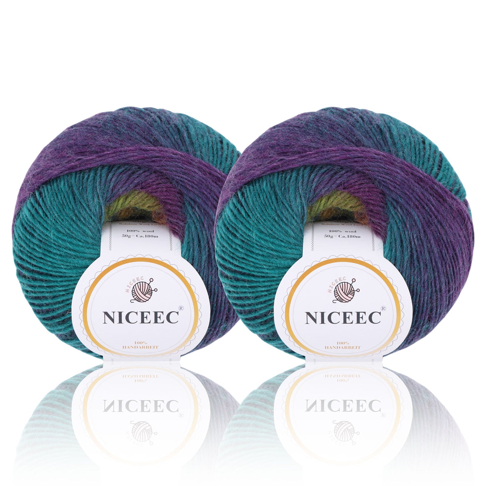 Rainbow Soft Yarn 100% Wool Gradient Multi Color Yarn for Crocheting Knit