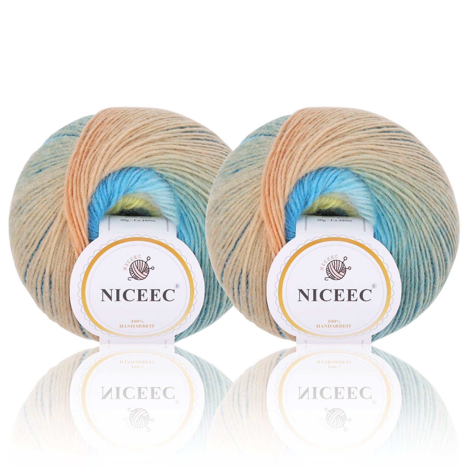 Rainbow Soft Yarn 100% Wool Gradient Multi Color Yarn for Crocheting Knit