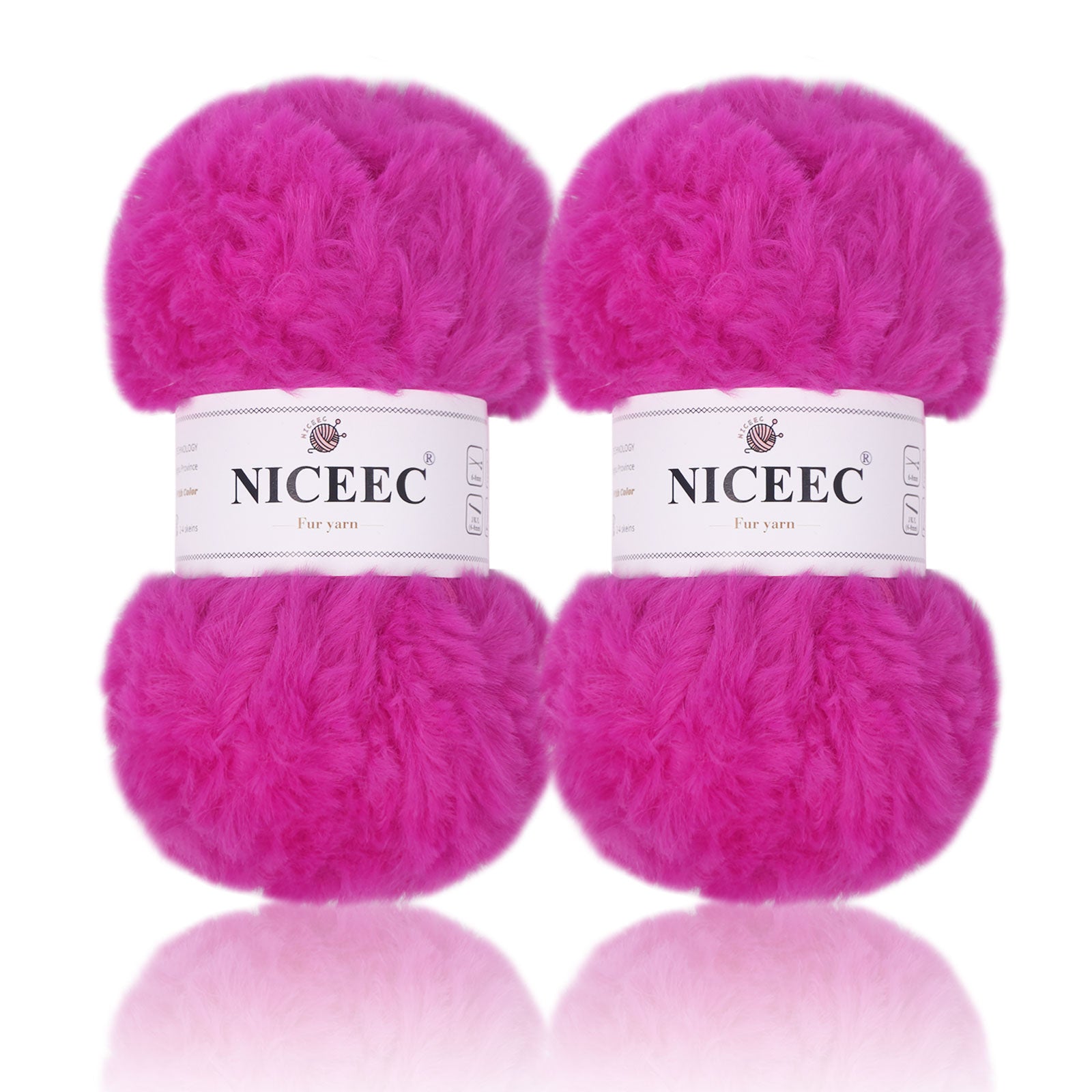NICEEC 2 Skeins Super Soft Fur Yarn Chunky Fluffy Faux Fur Yarn Eyelash Yarn for Crochet Knit -Total Length 2×32m(2×35yds,50g×2)