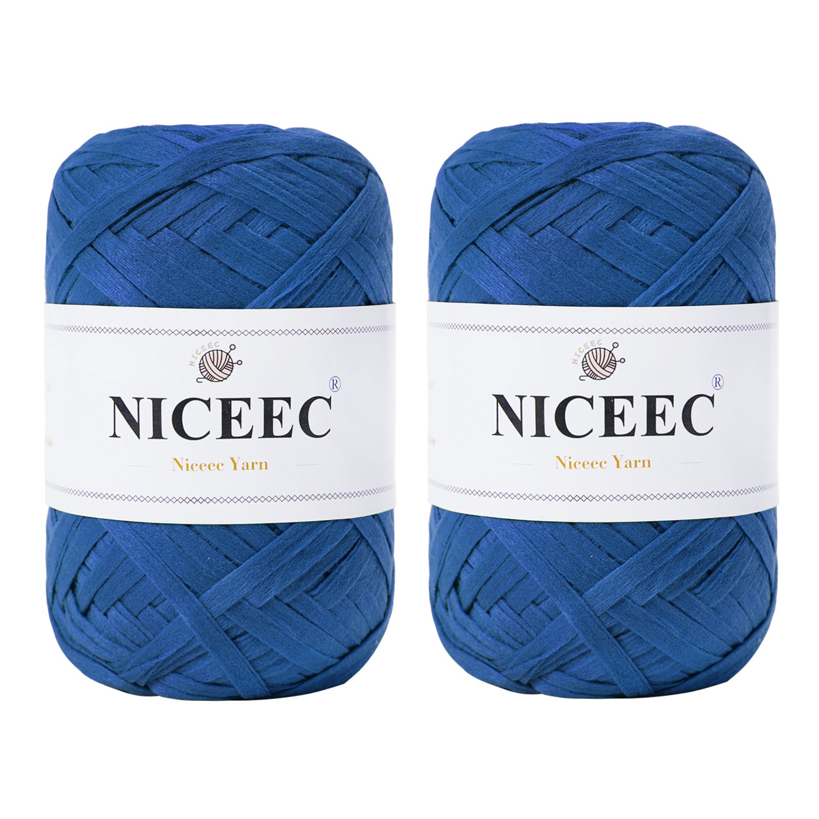 NICEEC 2 Skeins Soft Tape Yarn for Crocheting Craft Paper Yarn Easy Crochet Raffia Yarn Ribbon Yarn for DIY Craft Gift Wrapping Total Length 1.76oz×2/109yds×2-Pinkish Purple