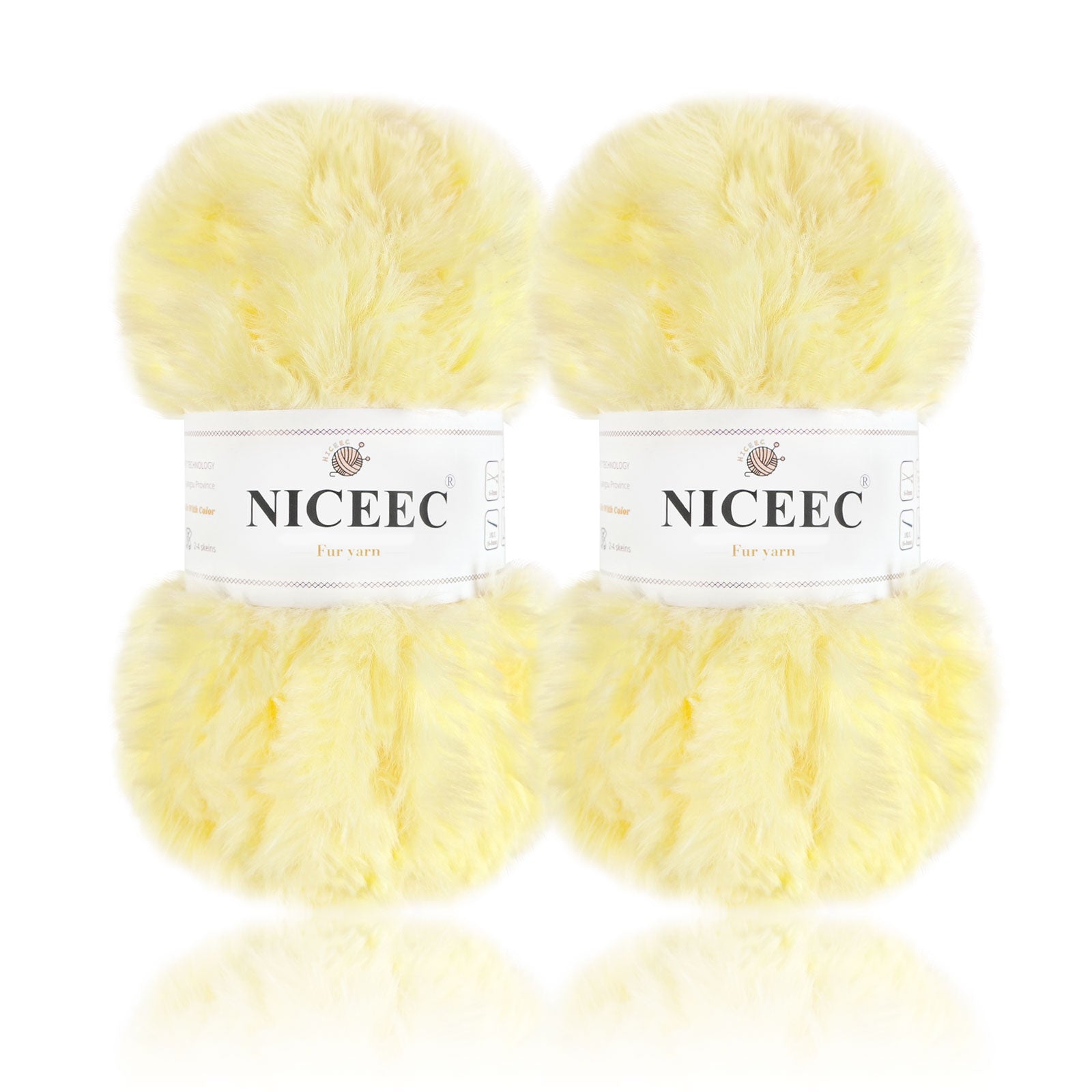 NICEEC 2 Skeins Super Soft Fur Yarn Chunky Fluffy Faux Fur Yarn Eyelash Yarn for Crochet Knit -Total Length 2×32m(2×35yds,50g×2)
