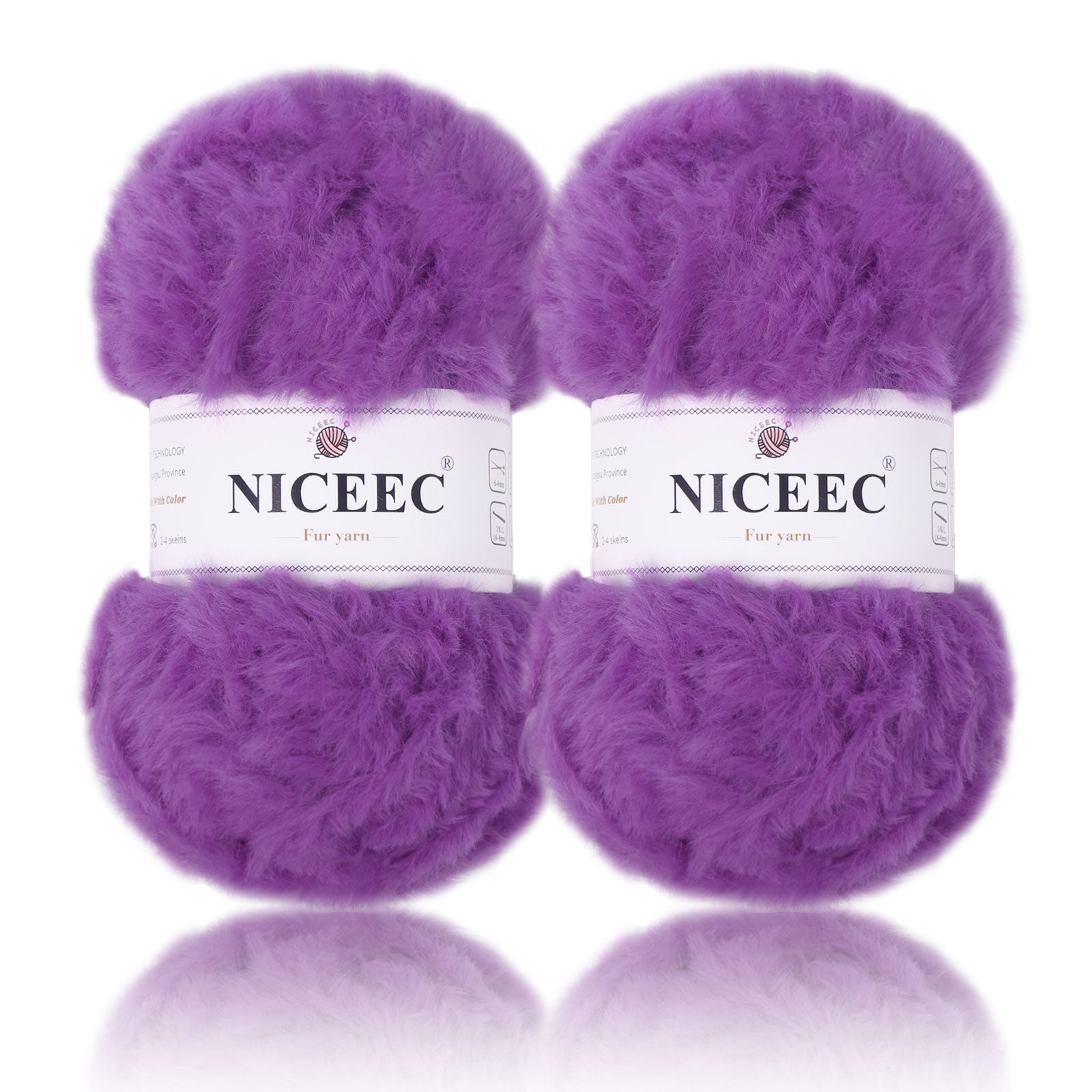 NICEEC 2 Skeins Super Soft Fur Yarn Chunky Fluffy Faux Fur Yarn Eyelash Yarn for Crochet Knit -Total Length 2×32m(2×35yds,50g×2)